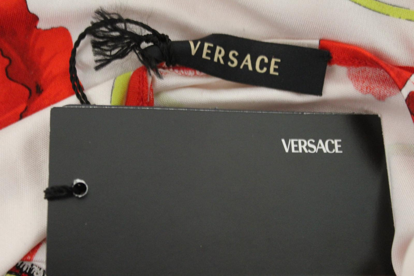 VERSACE Ladies Red Silk Blend Ladybird Poppy Print Tie Neck Top IT44 UK12 NEW