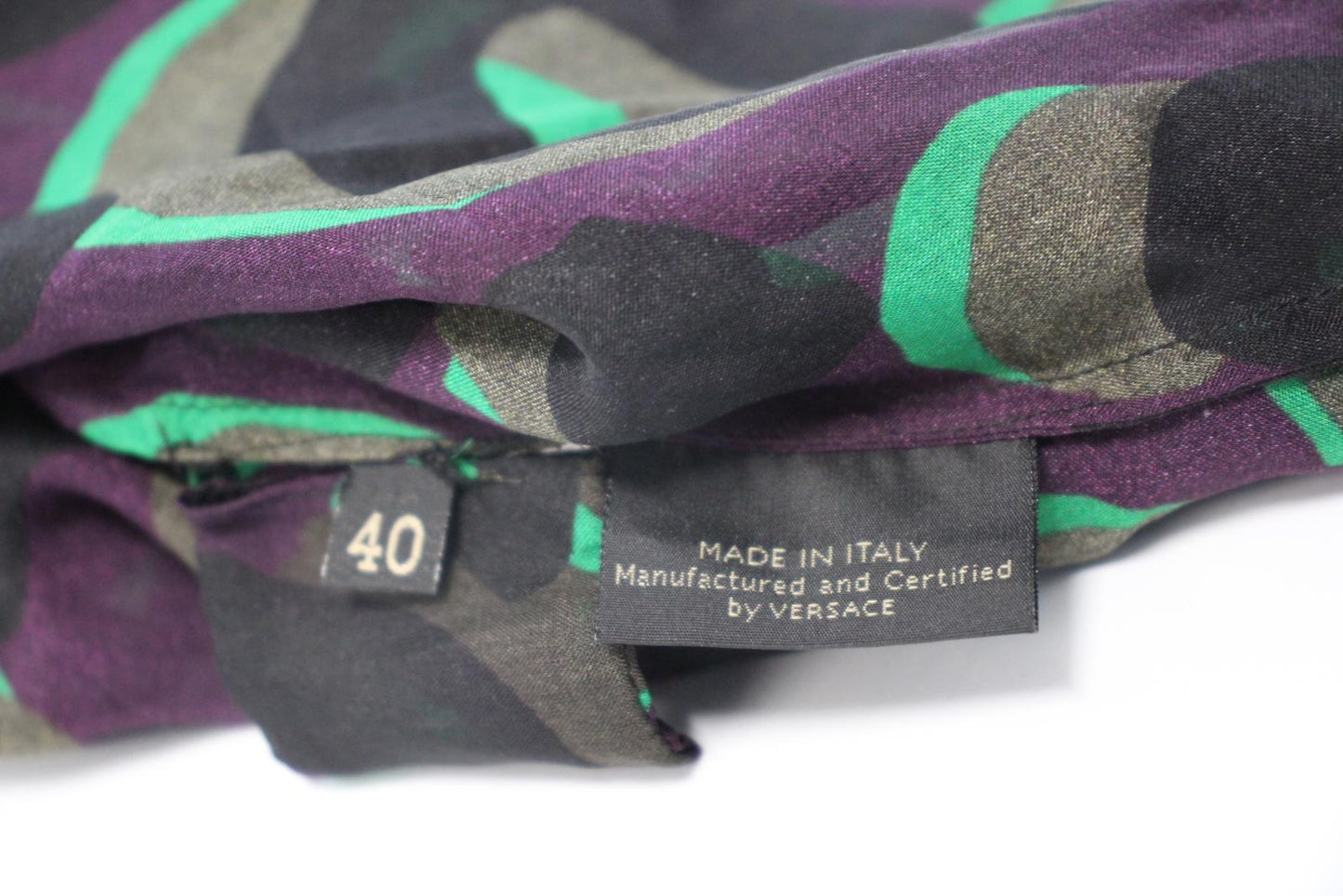 VERSACE Ladies Purple & Green Abstract Print Long Sleeve Blouse IT40 UK8 NEW