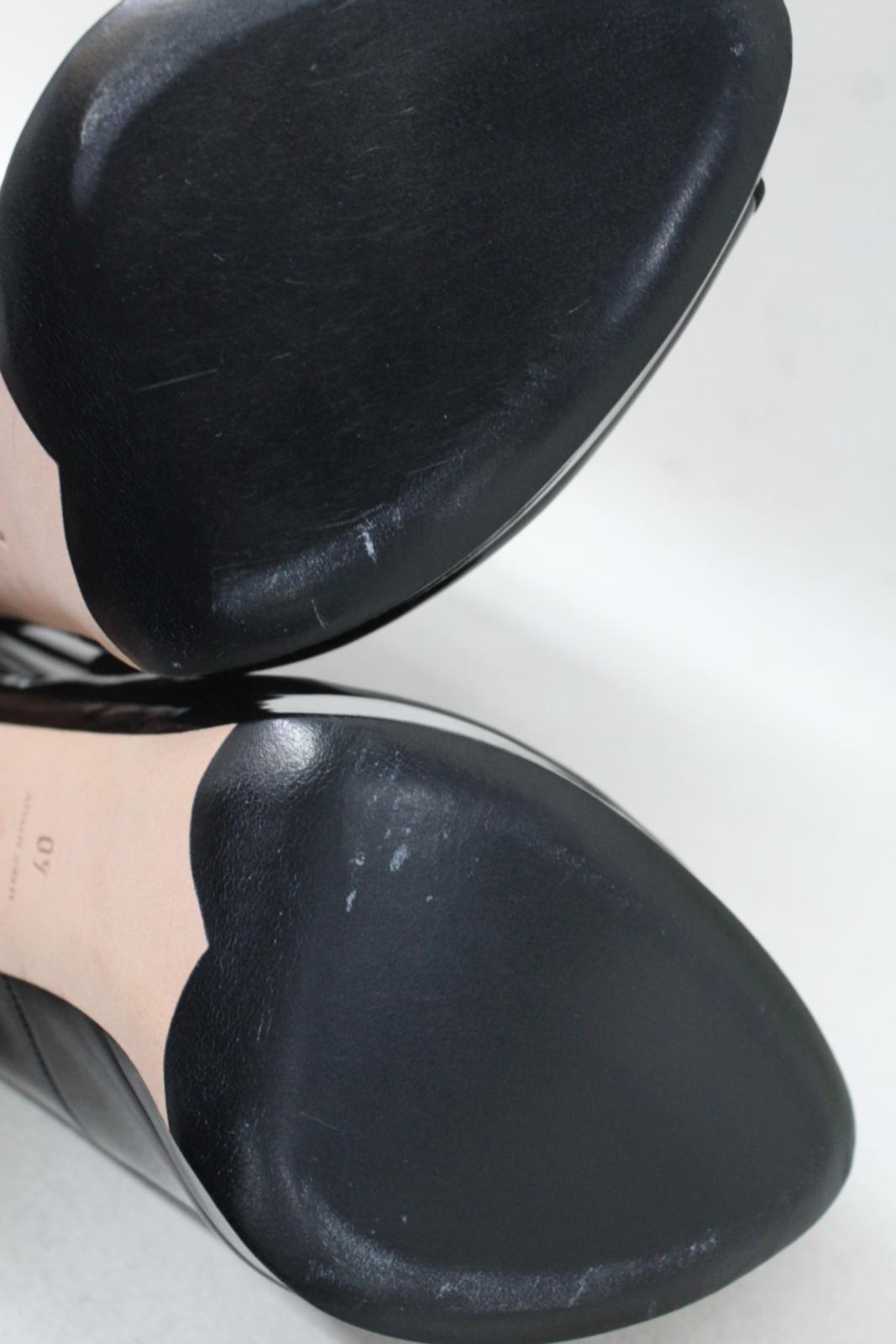 ALEXANDER MCQUEEN Ladies Black Patent Leather Block Heel Sandals EU40 UK7 NEW