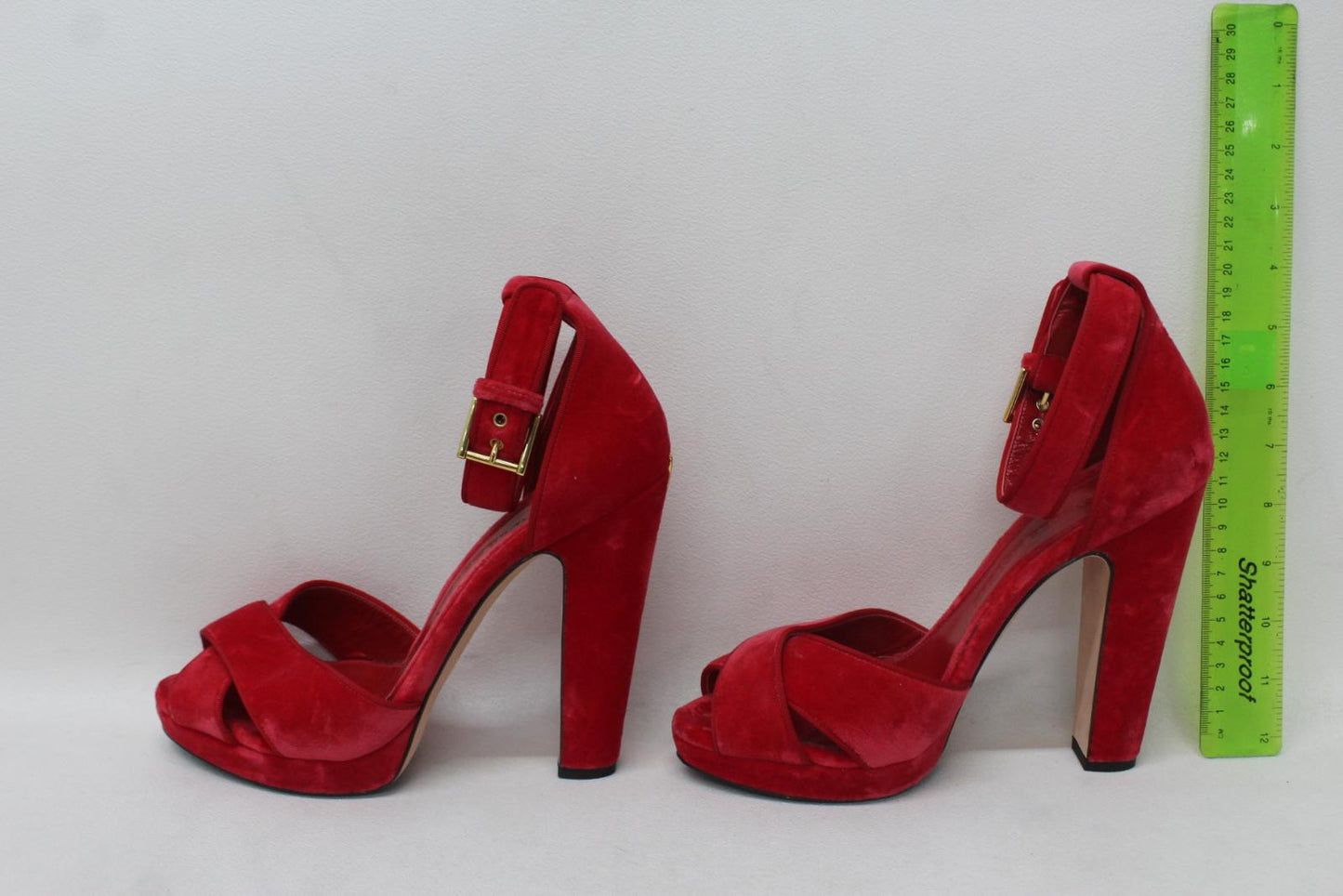 ALEXANDER MCQUEEN Ladies Red Velvet Ankle Strap Heeled Sandals EU40 UK7 NEW