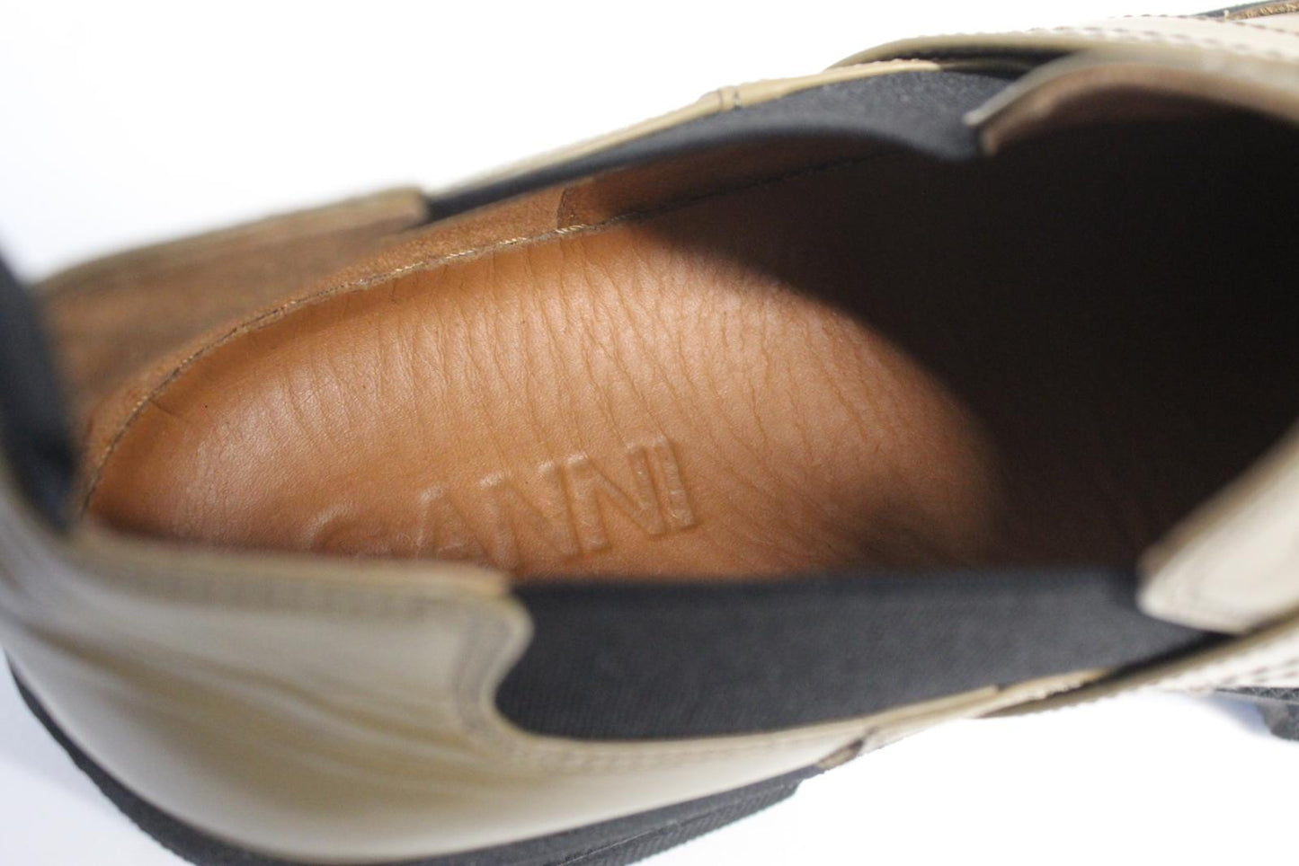 GANNI Ladies Ermine Brown Leather Slip On Platform Shoes EU39 UK6 NEW RRP245