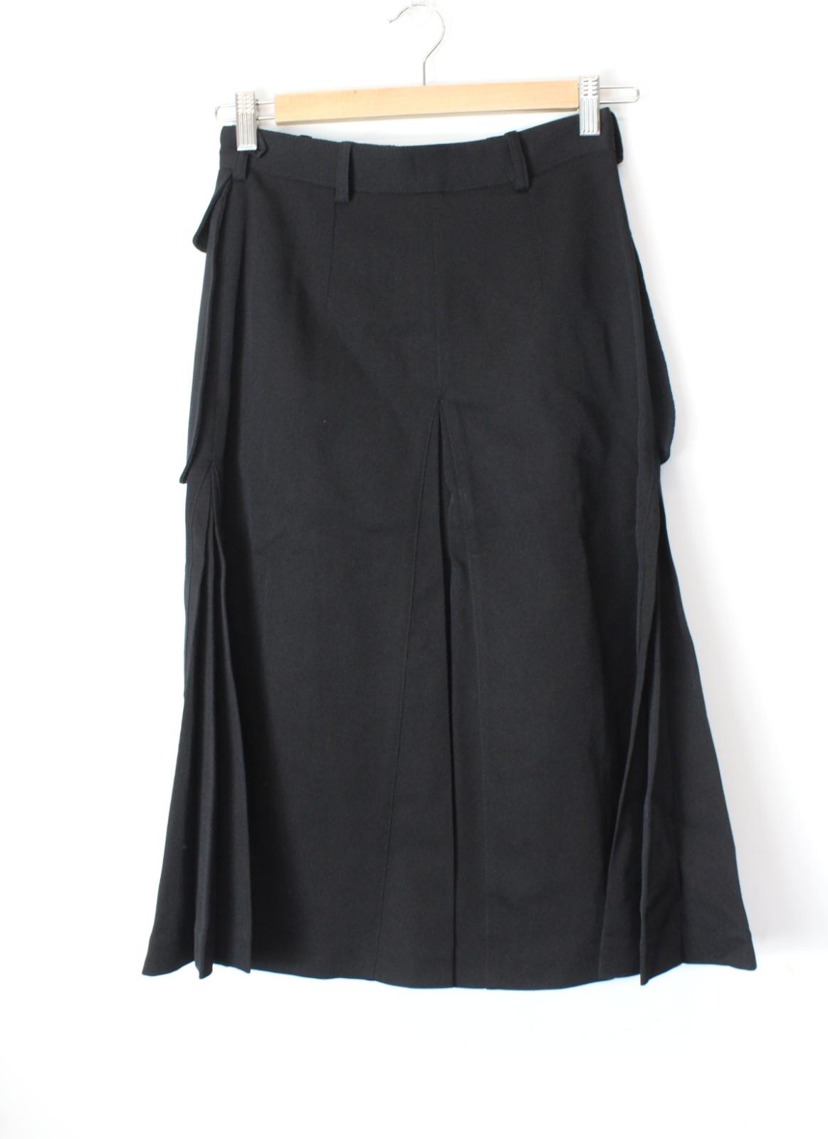 ALEXANDER McQUEEN Ladies Black Front Zip Wool Silk Midi Skirt IT38 UK6 NEW