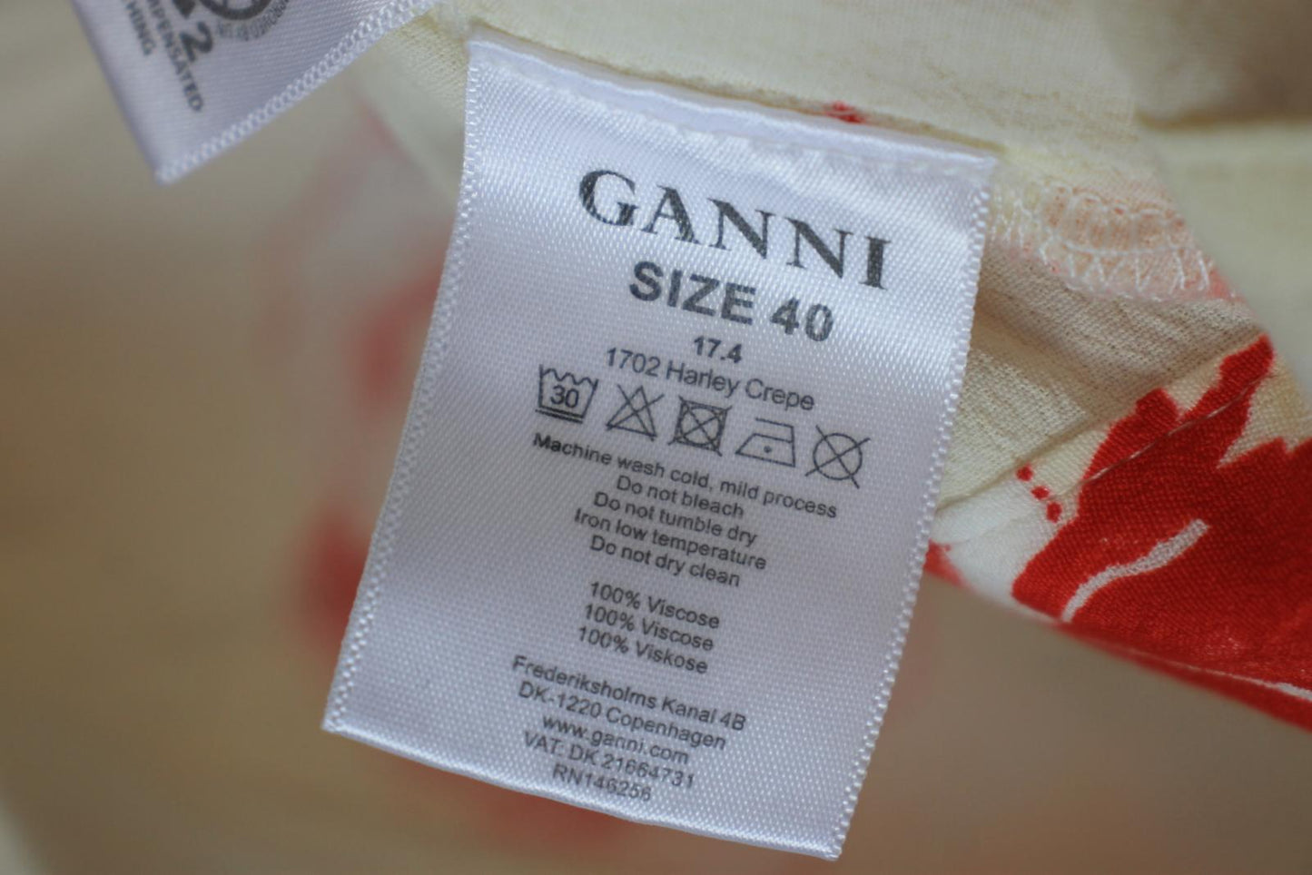GANNI Ladies Cream/Red Floral Short Sleeve Midi Wrap Dress EU40 UK12 NEW