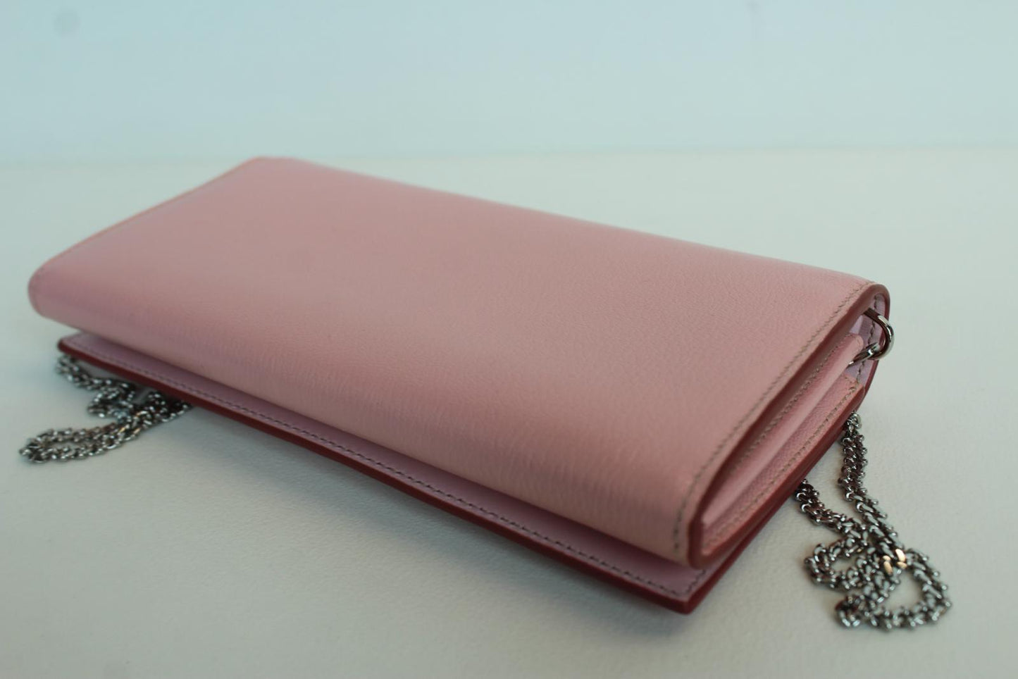 ALEXANDER MCQUEEN Ladies Pink Leather Skull Studded Chain Wallet Bag NEW