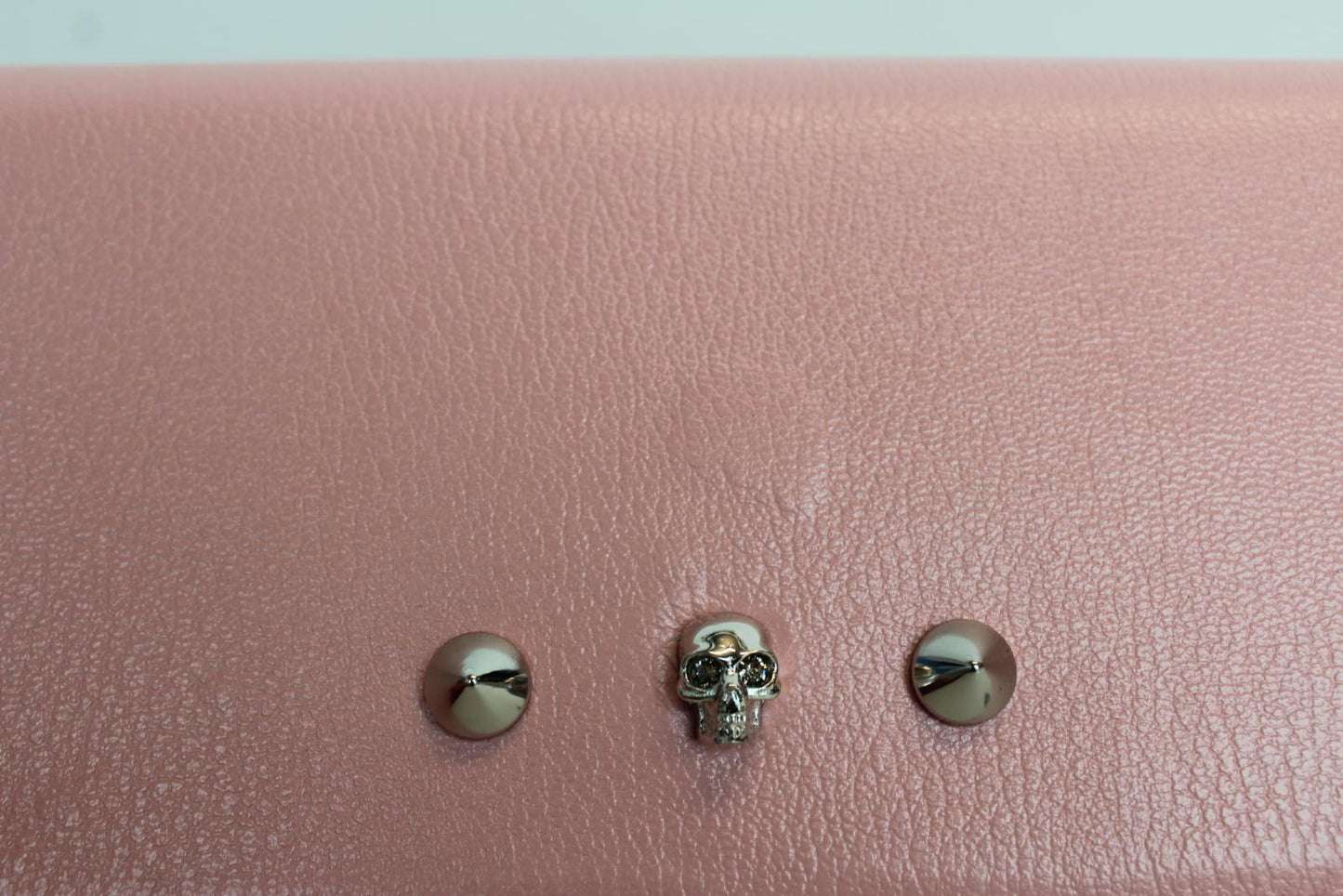 ALEXANDER MCQUEEN Ladies Pink Leather Skull Studded Chain Wallet Bag NEW