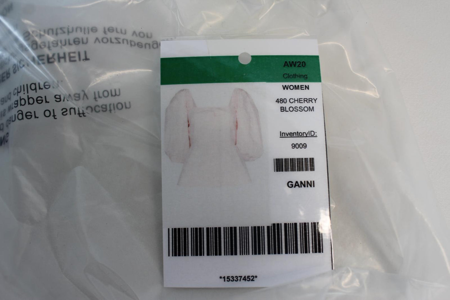 GANNI Ladies Pink White Check Puff Sleeve Cotton Top Blouse EU34 UK6 NEW