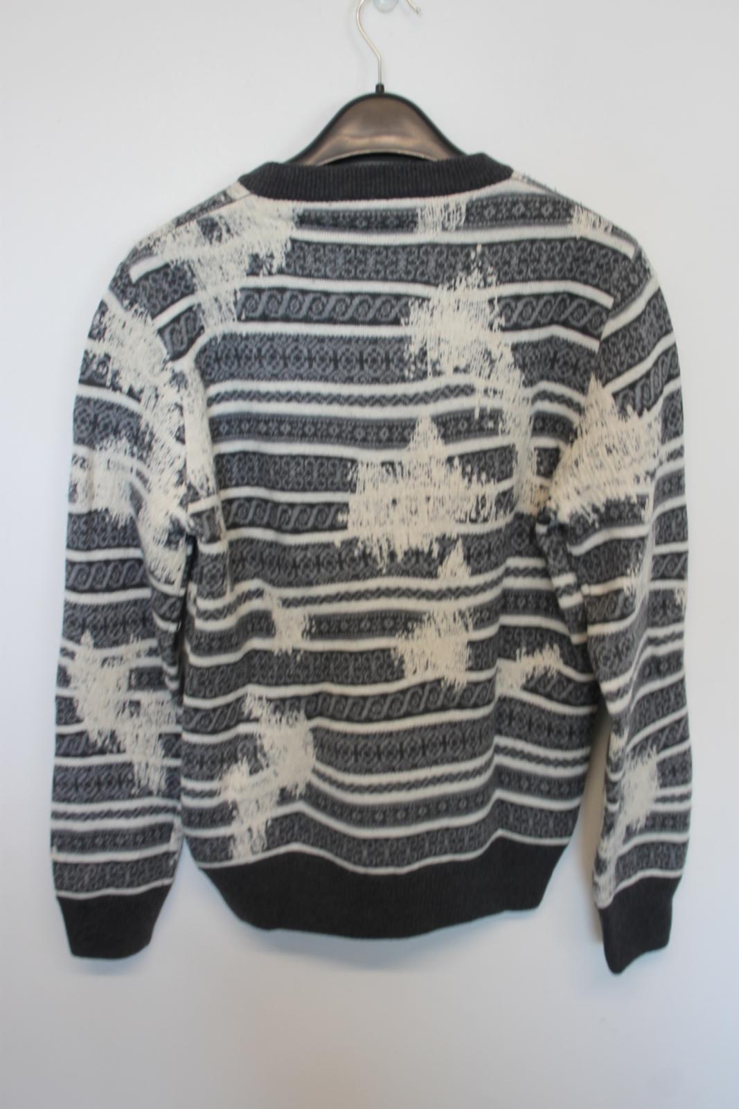 ALEXANDER MCQUEEN Men's Grey/White Wool Knitted Crew Neck Jumper Size S NEW