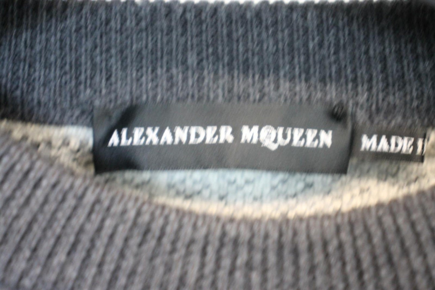 ALEXANDER MCQUEEN Men's Grey/White Wool Knitted Crew Neck Jumper Size S NEW