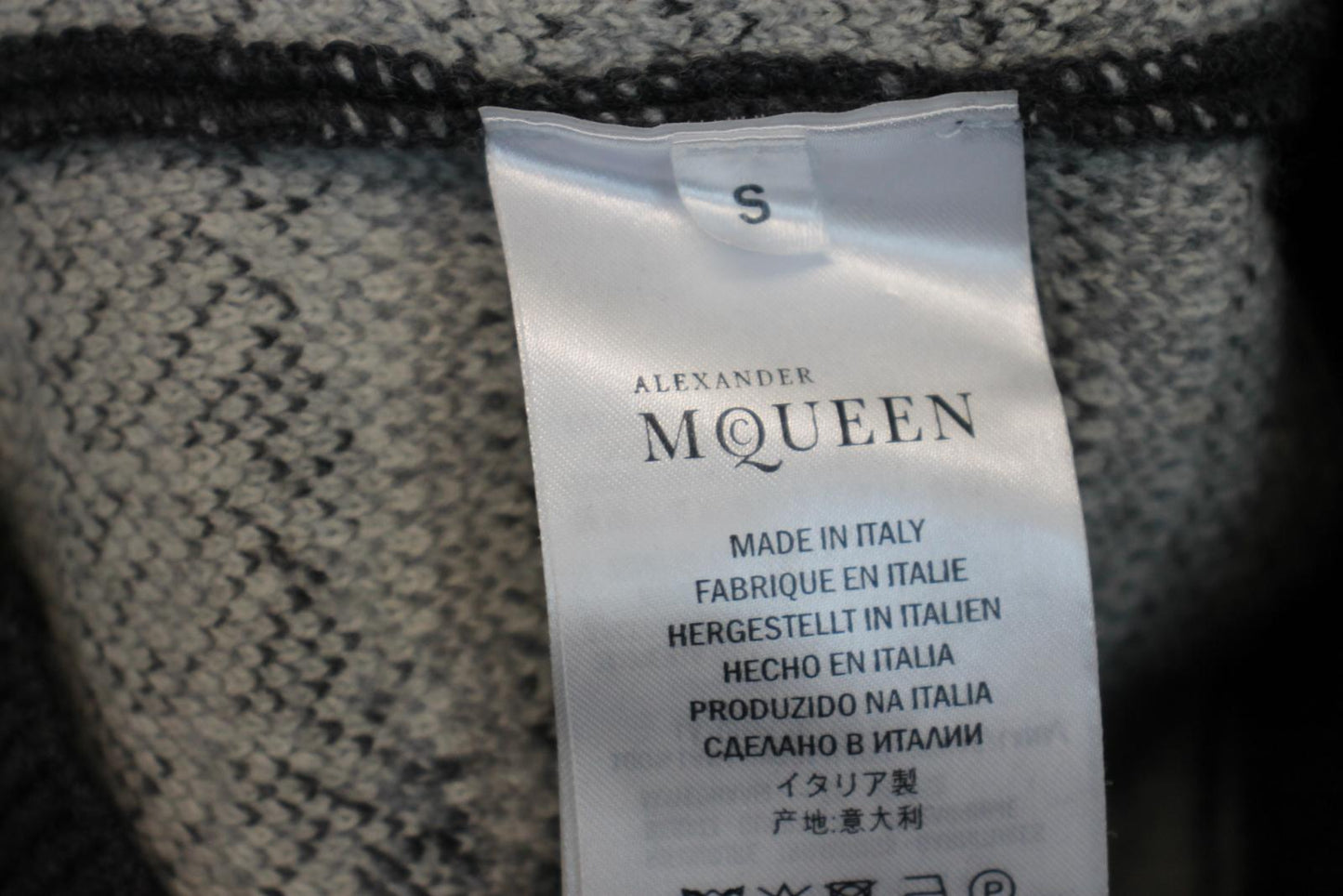 ALEXANDER MCQUEEN Men's Grey/White Wool Knitted Crew Neck Jumper Size S NEW