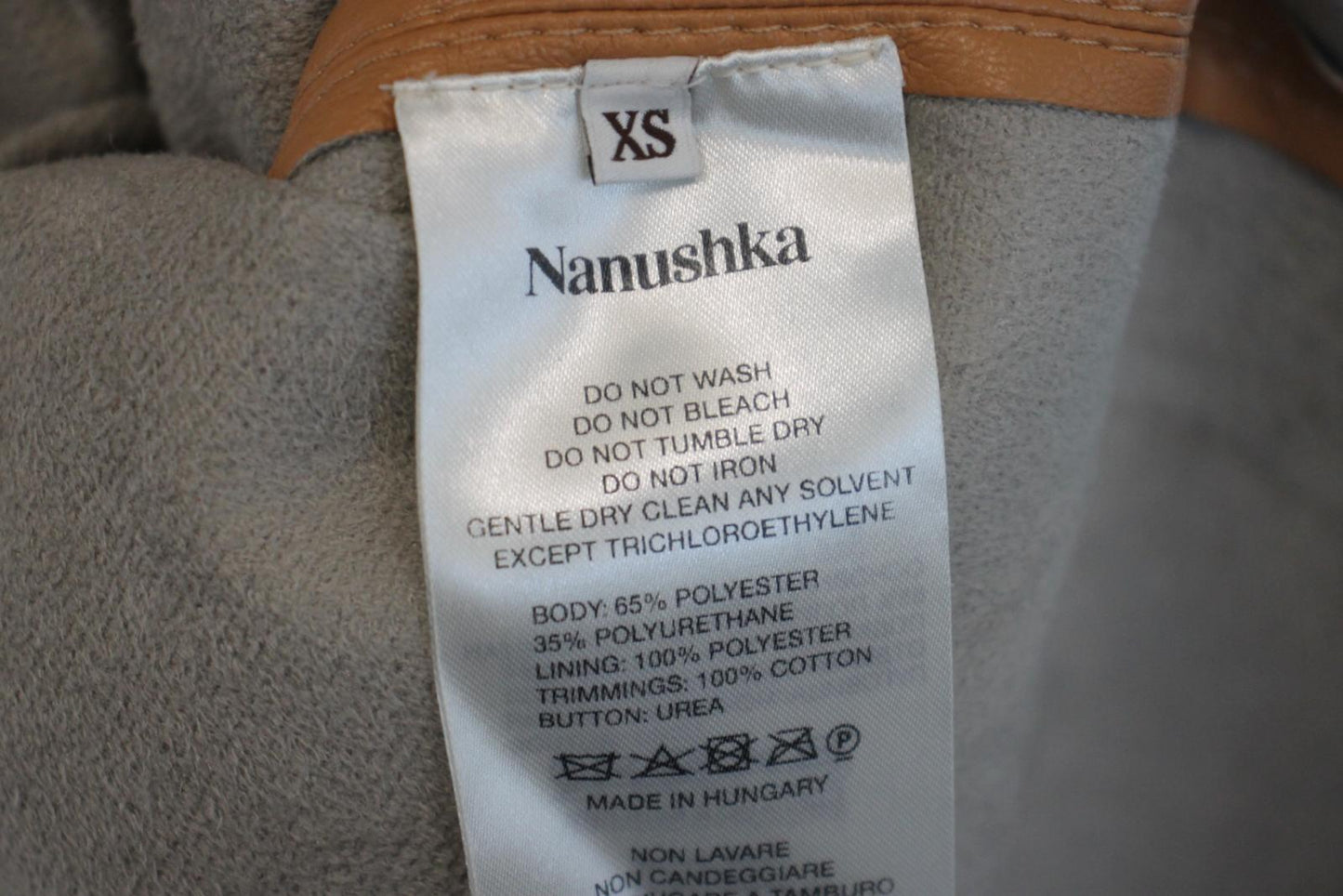 NANUSHKA Ladies Brown Faux Leather Jacket Size XS NEW