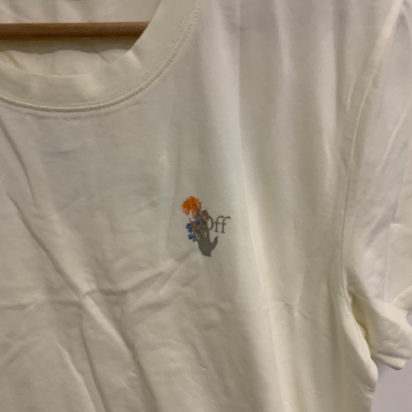 OFF-WHITE Yellow Men's Short Sleeve Crew Neck Flower Graphic T-Shirt M NEW