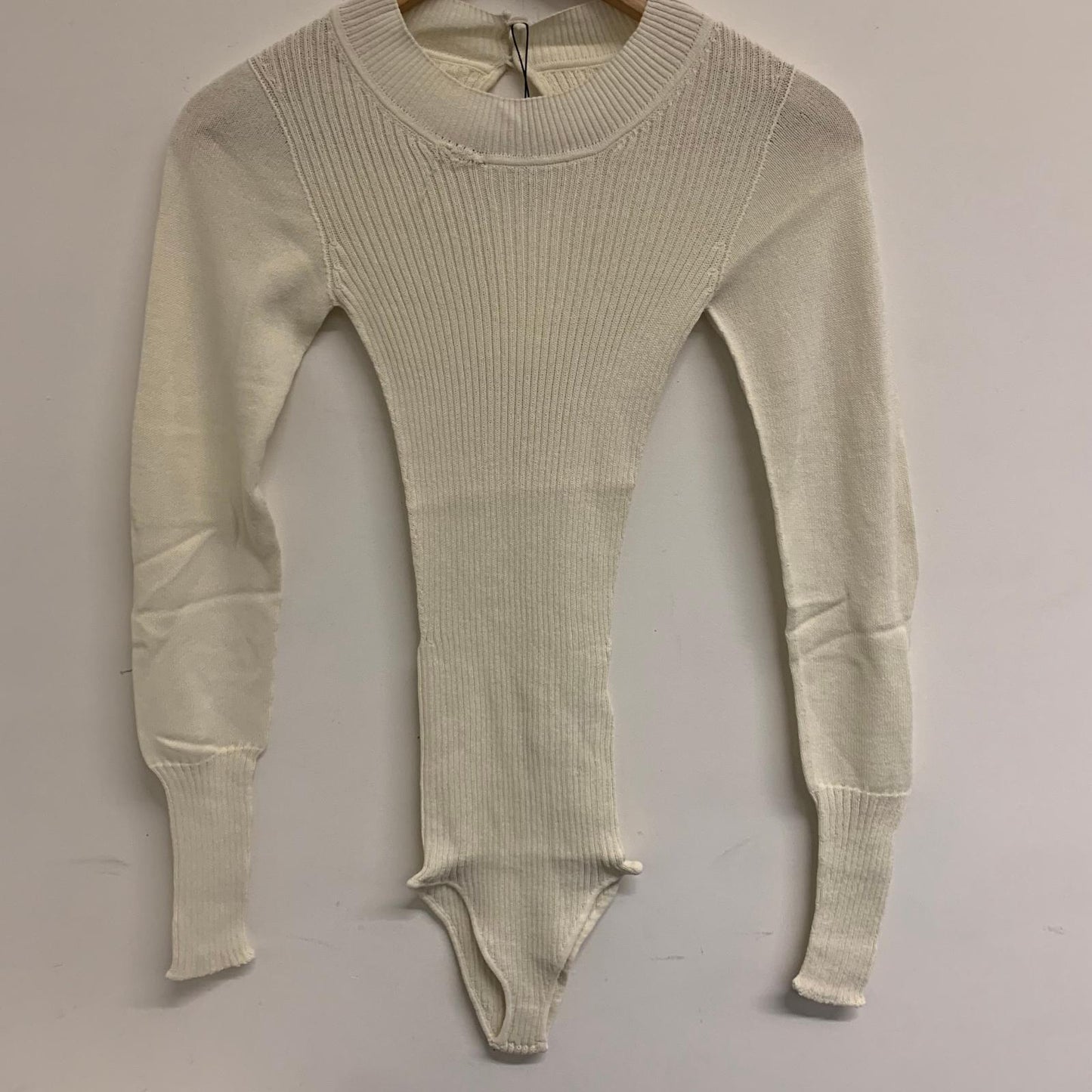 JACQUEMUS Beige Ladies Stretch Ribbed Jumper Bodysuit One-Piece XS NEW