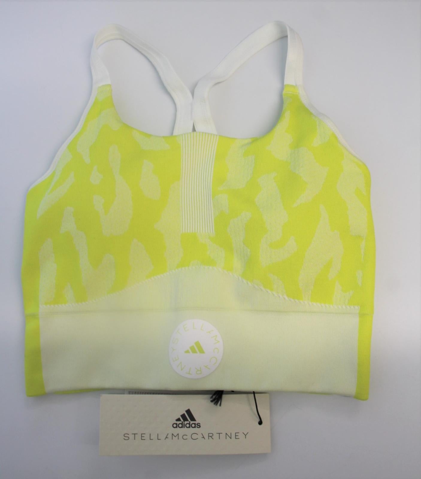 ADIDAS X STELLA MCCARTNEY Ladies Lemon Yellow Crossover Strap Sports Bra XS NEW