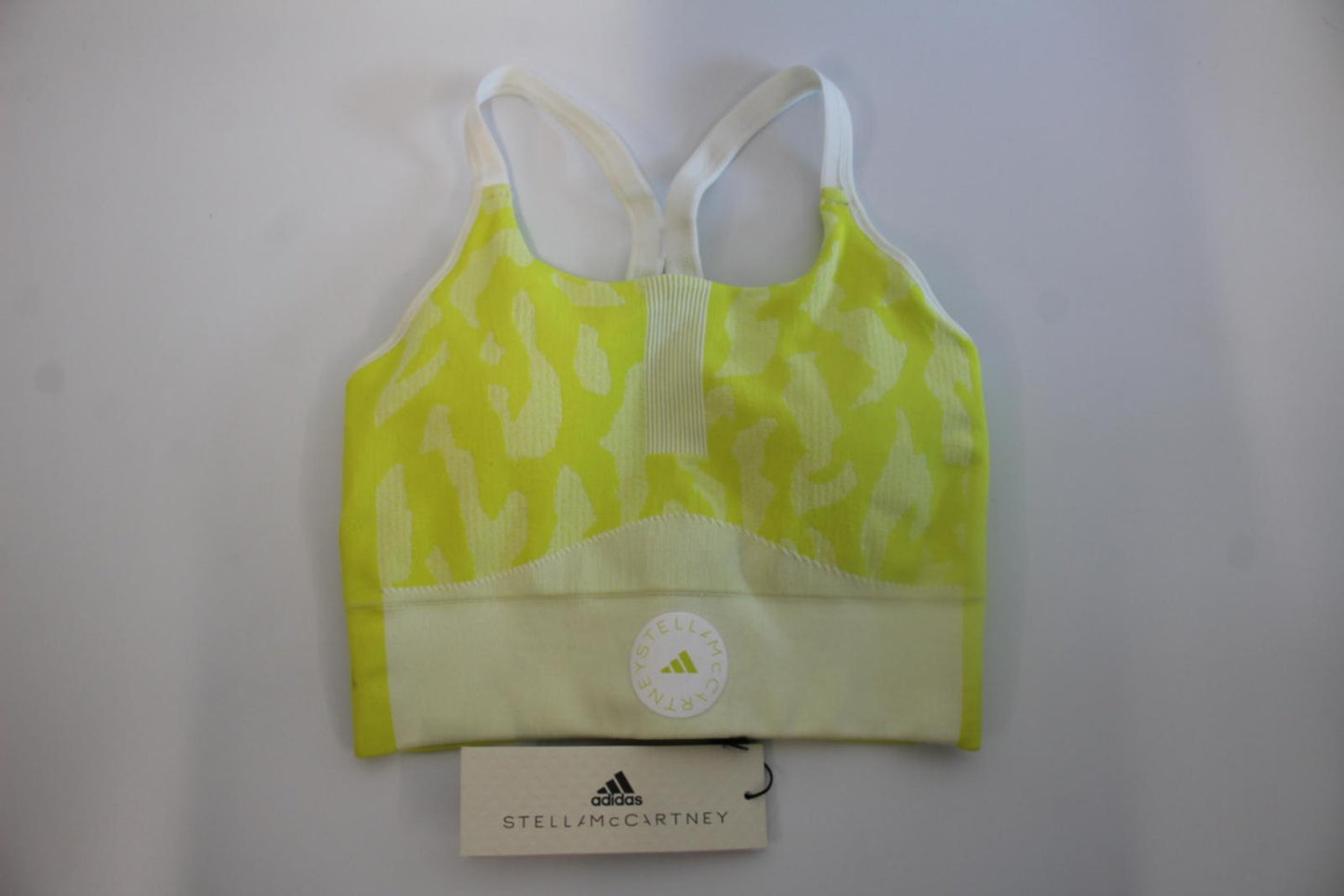 ADIDAS X STELLA MCCARTNEY Ladies Lemon Yellow Crossover Strap Sports Bra XS NEW