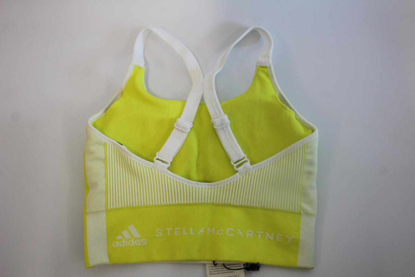 ADIDAS X STELLA MCCARTNEY Ladies Lemon Yellow Crossover Strap Sports Bra XS NEW