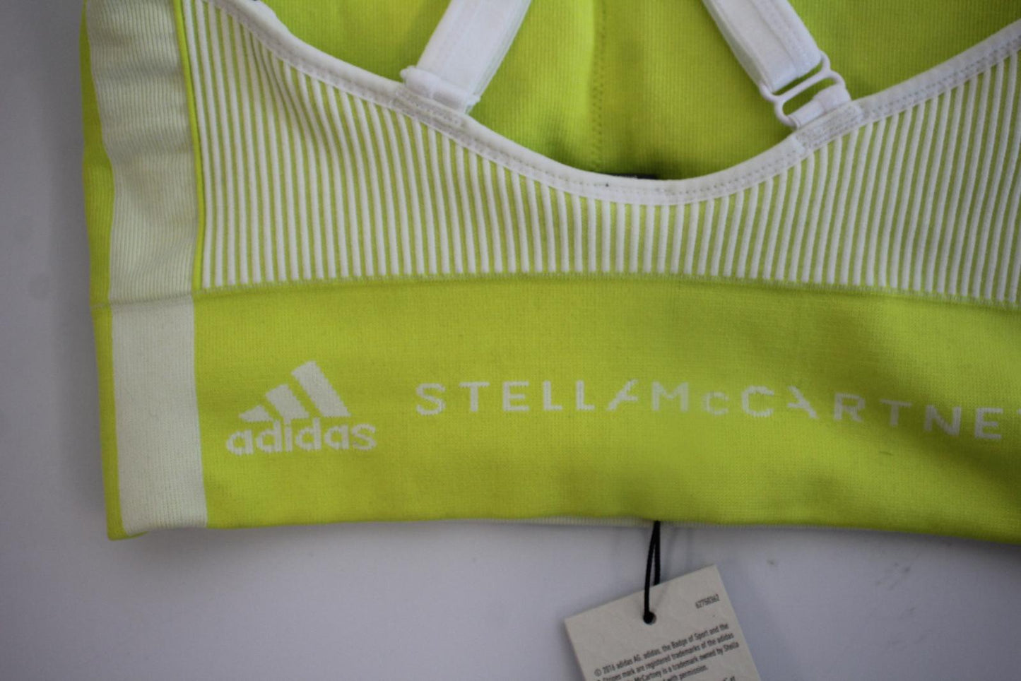 ADIDAS X STELLA MCCARTNEY Ladies Lemon Yellow Crossover Strap Sports Bra XS NEW