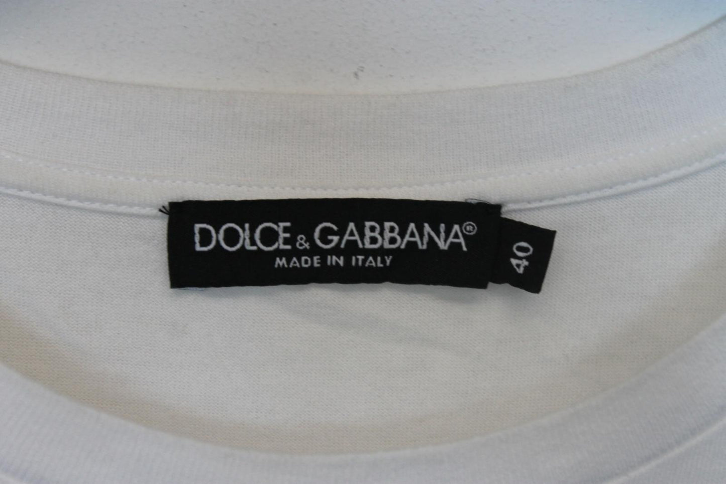 DOLCE & GABBANA Ladies White Cotton Short Sleeve Fashion T-Shirt EU40 UK12 NEW