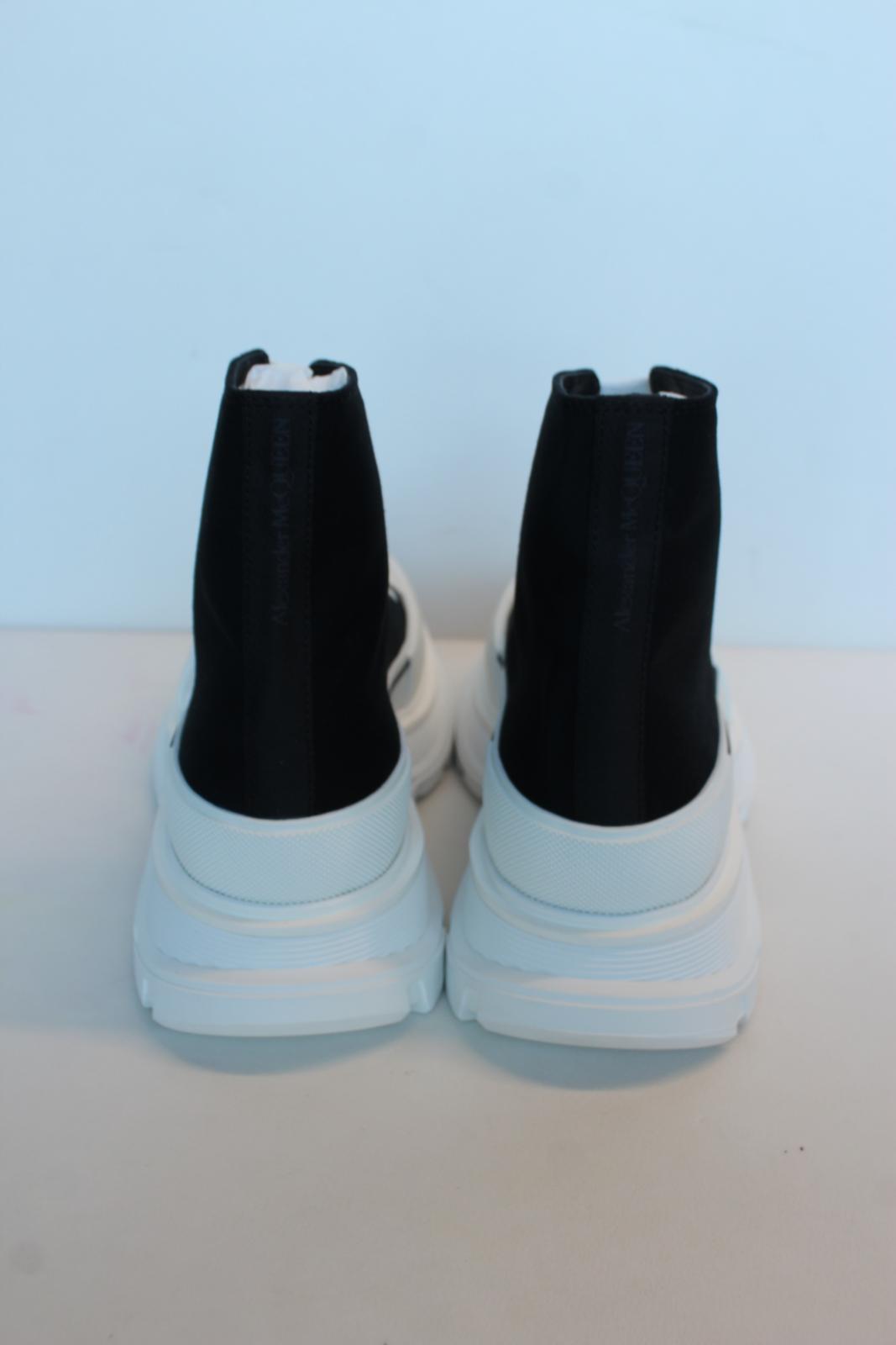 ALEXANDER MCQUEEN Men's Black White Tread Slick Canvas Boots EU40 UK6 NEW