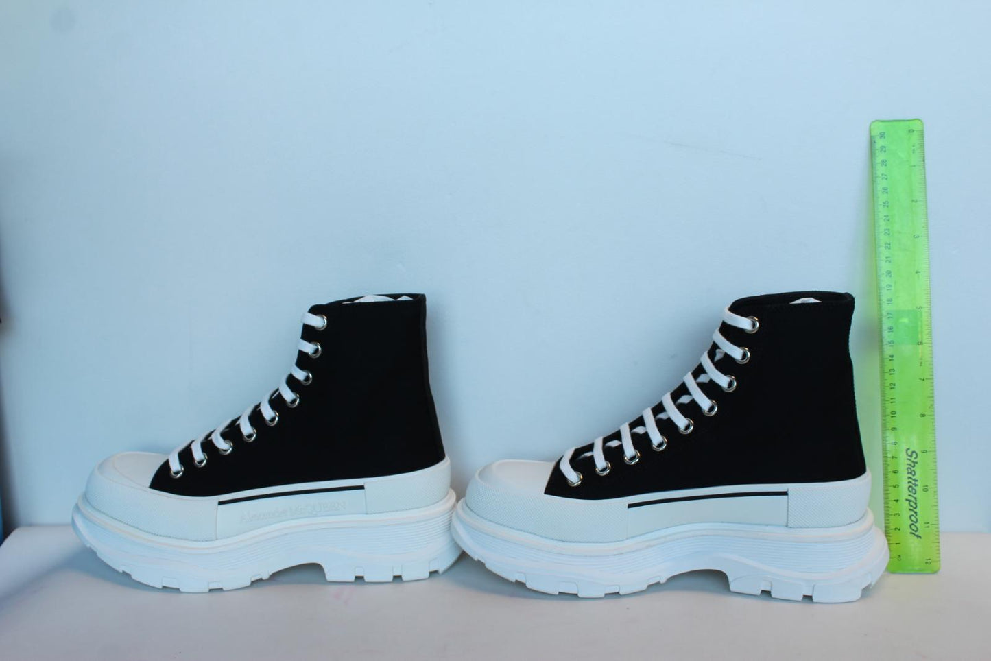ALEXANDER MCQUEEN Men's Black White Tread Slick Canvas Boots EU40 UK6 NEW