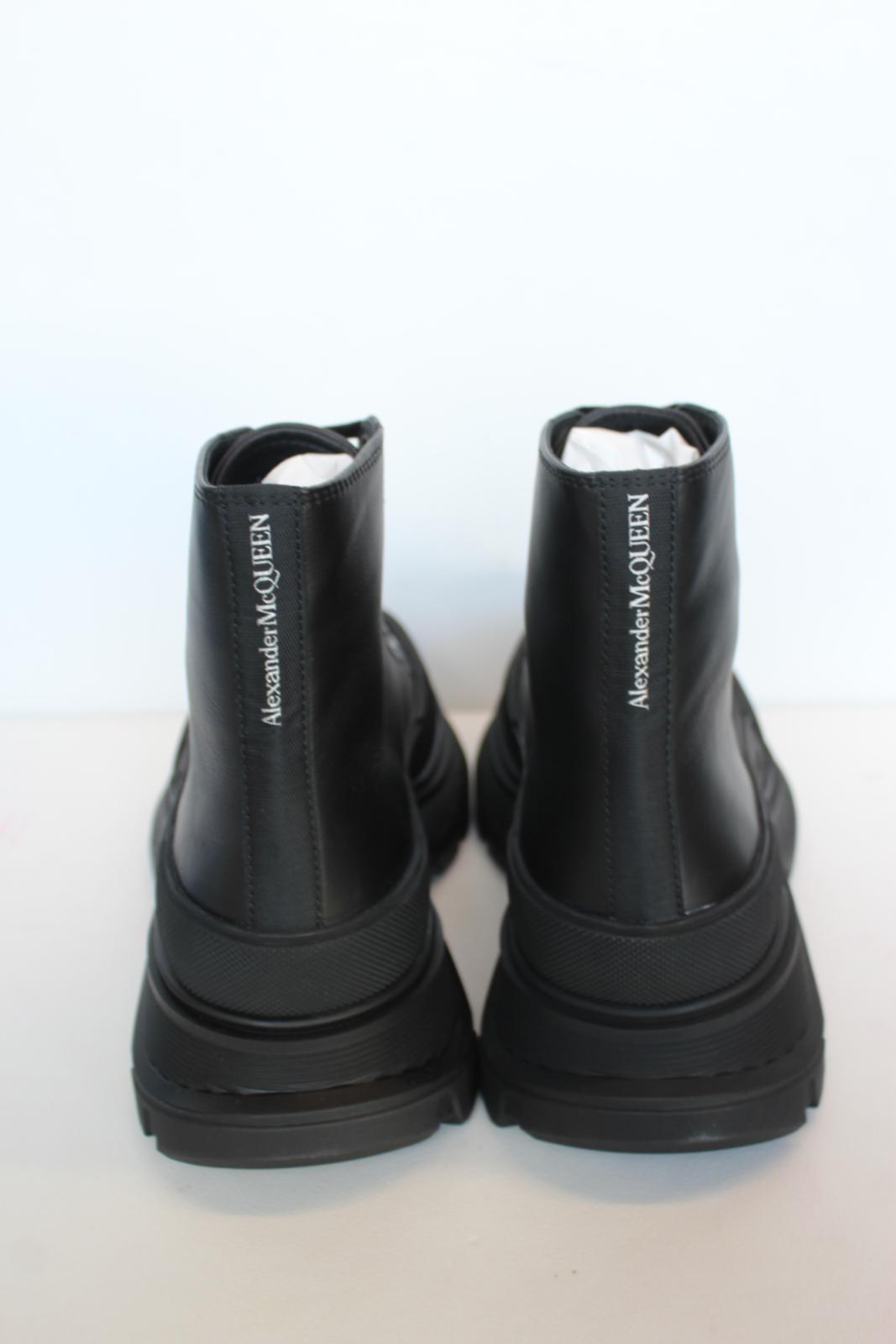ALEXANDER MCQUEEN Men's Black Tread Slick Leather Rubber Boots EU43 UK9 NEW