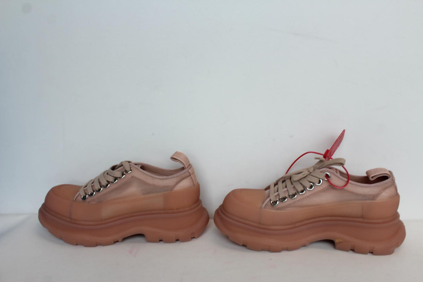ALEXANDER MCQUEEN Ladies Rose Pink Tread Slick Rubber Trainers EU36.5 UK3.5 NEW