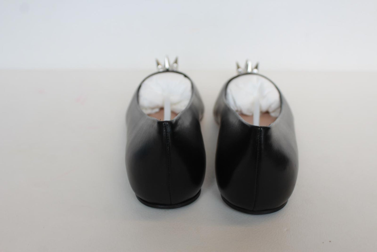 ALEXANDER MCQUEEN Ladies Black Leather Punk Stud Flat Shoes EU36.5 UK3.5 NEW