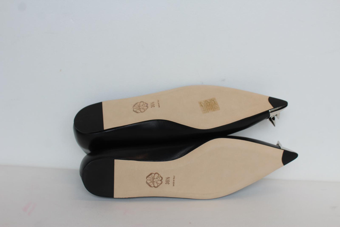 ALEXANDER MCQUEEN Ladies Black Leather Punk Stud Flat Shoes EU36.5 UK3.5 NEW