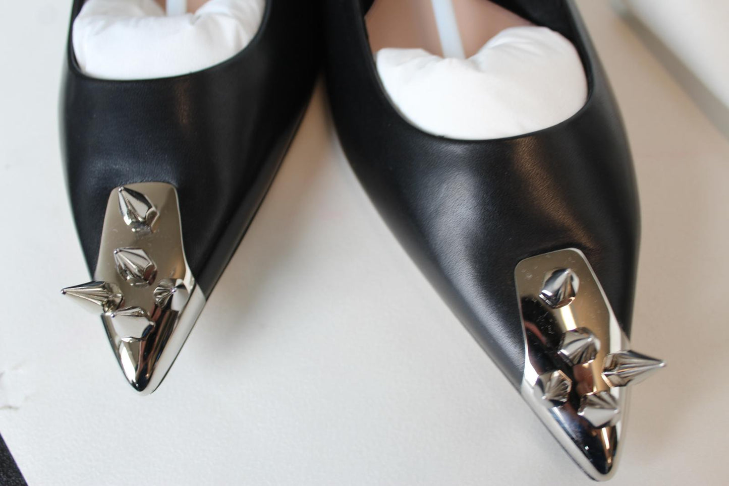 ALEXANDER MCQUEEN Ladies Black Leather Punk Stud Flat Shoes EU36.5 UK3.5 NEW