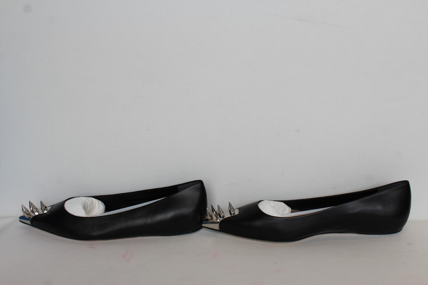 ALEXANDER MCQUEEN Ladies Black Leather Punk Stud Flat Shoes EU38.5 UK5.5 NEW