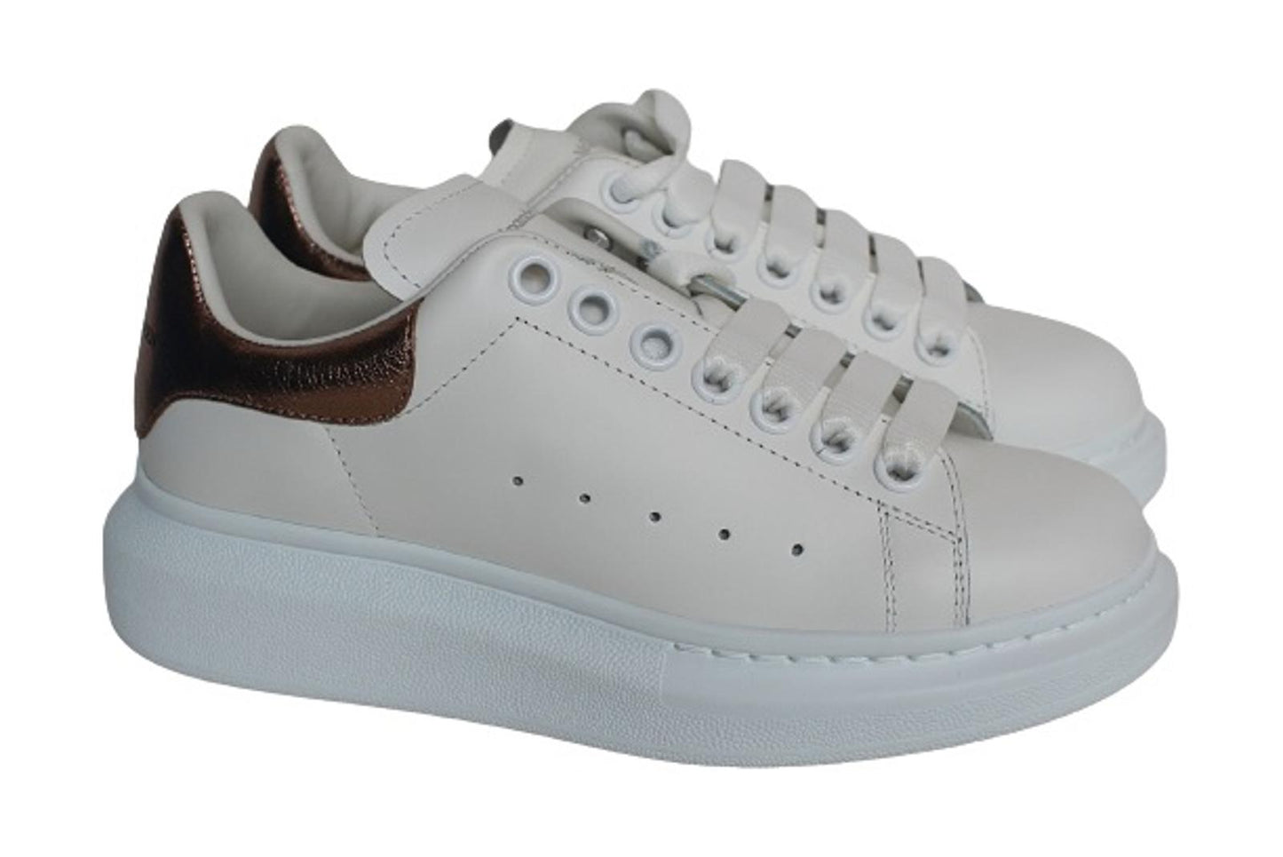 ALEXANDER MCQUEEN Ladies White/Rose Gold Oversized Trainers EU36 UK3 NEW
