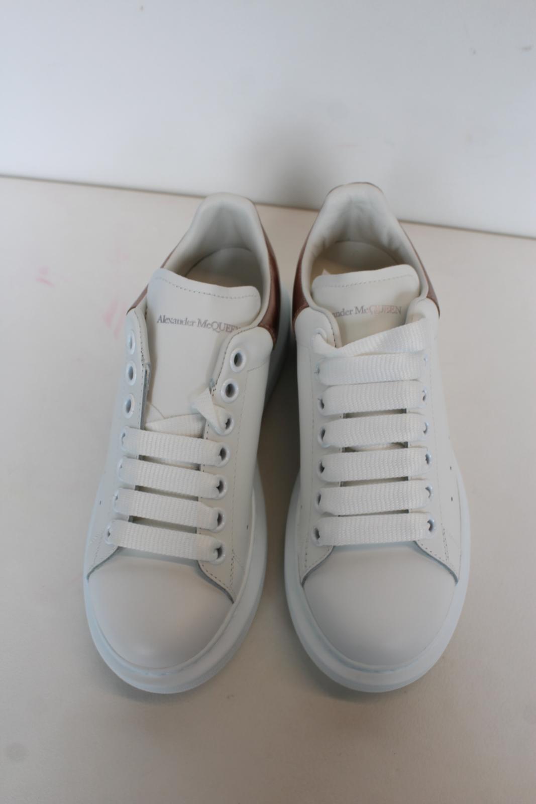 ALEXANDER MCQUEEN Ladies White/Rose Gold Oversized Trainers EU36 UK3 NEW