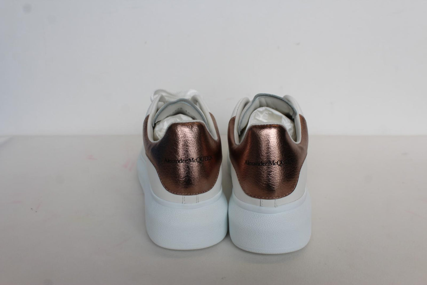 ALEXANDER MCQUEEN Ladies White/Rose Gold Oversized Trainers EU36 UK3 NEW