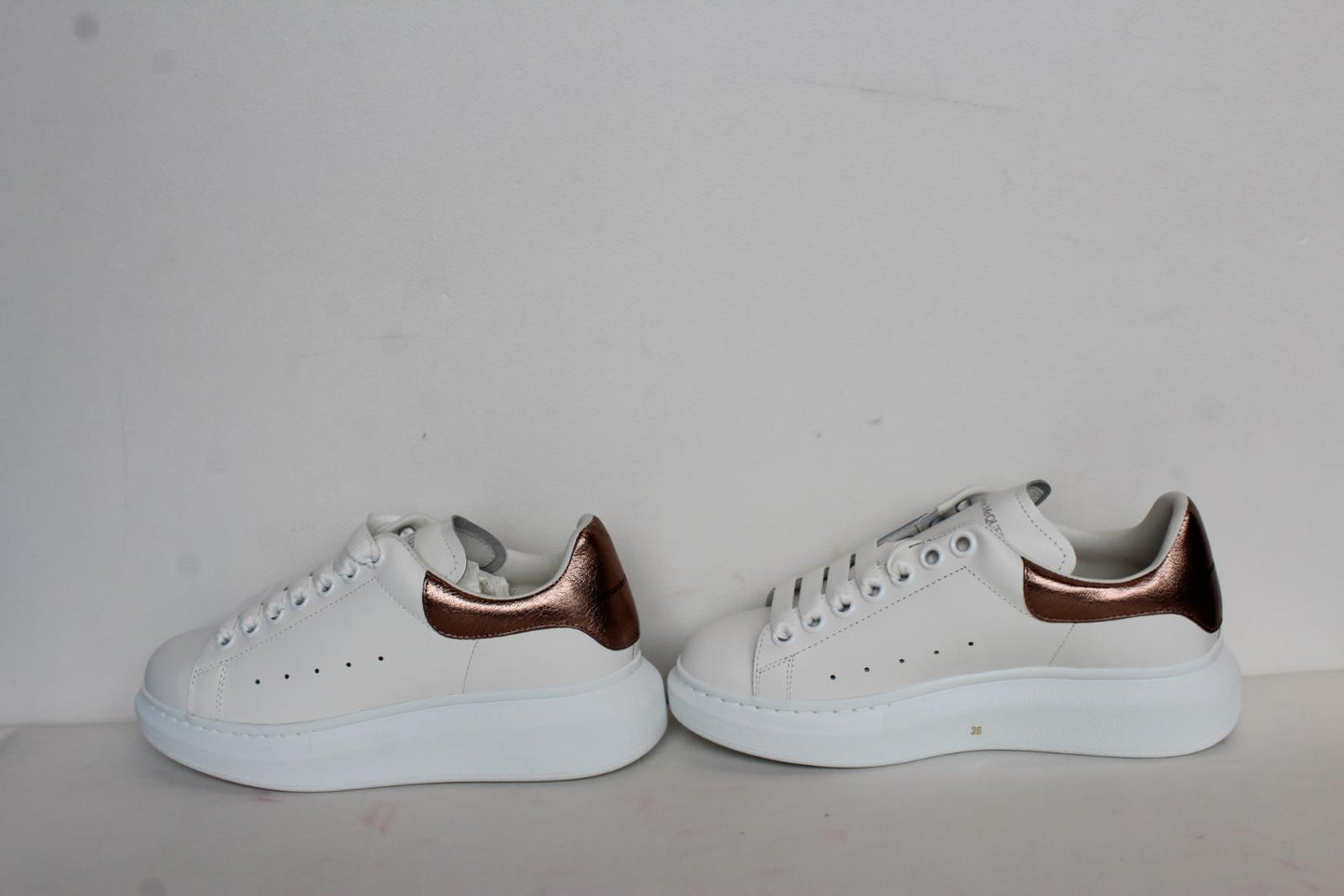 ALEXANDER MCQUEEN Ladies White/Rose Gold Oversized Trainers EU36 UK3 NEW