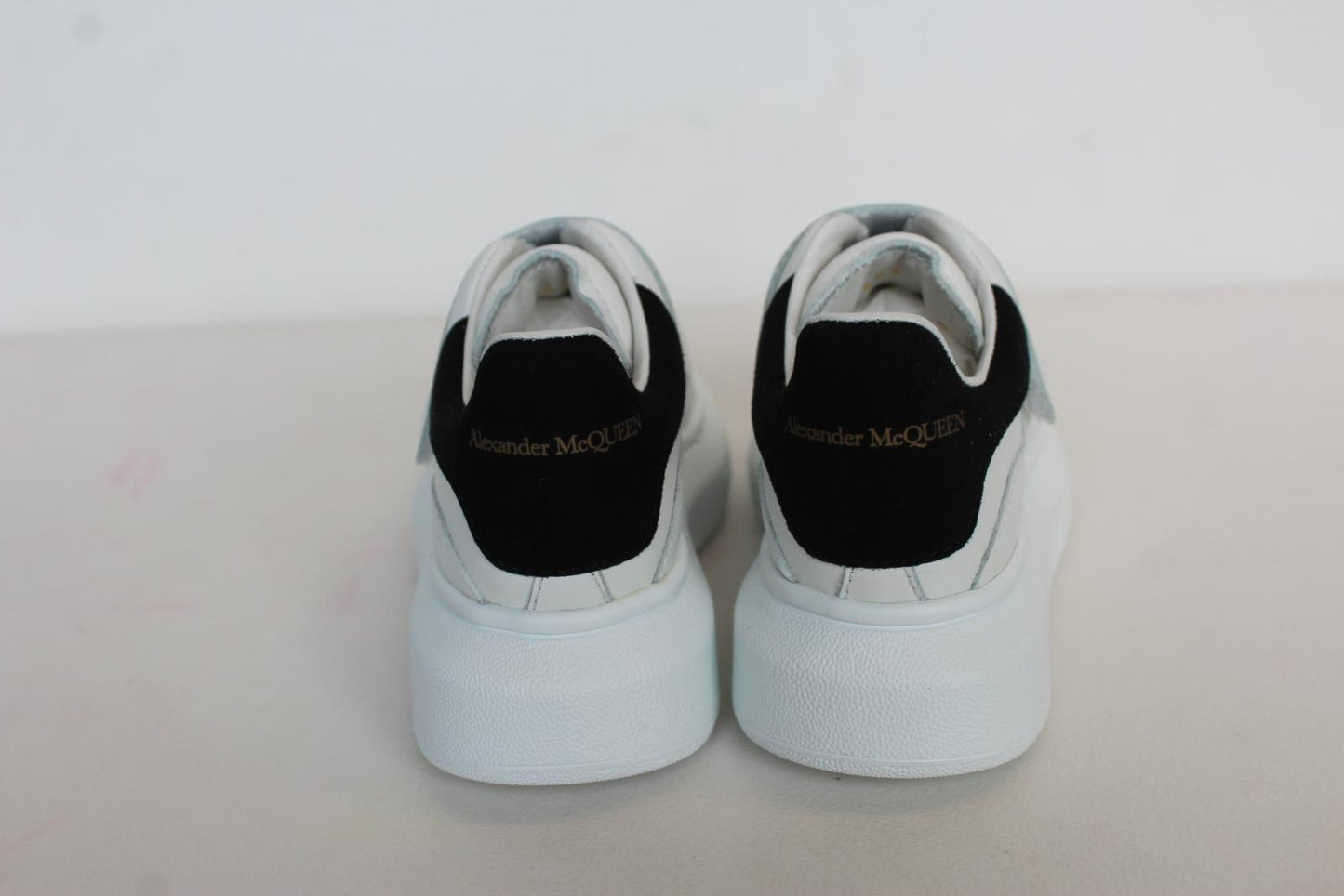 ALEXANDER MCQUEEN Kids' White Black Leather Touch Strap Trainers EU25 UK8 NEW