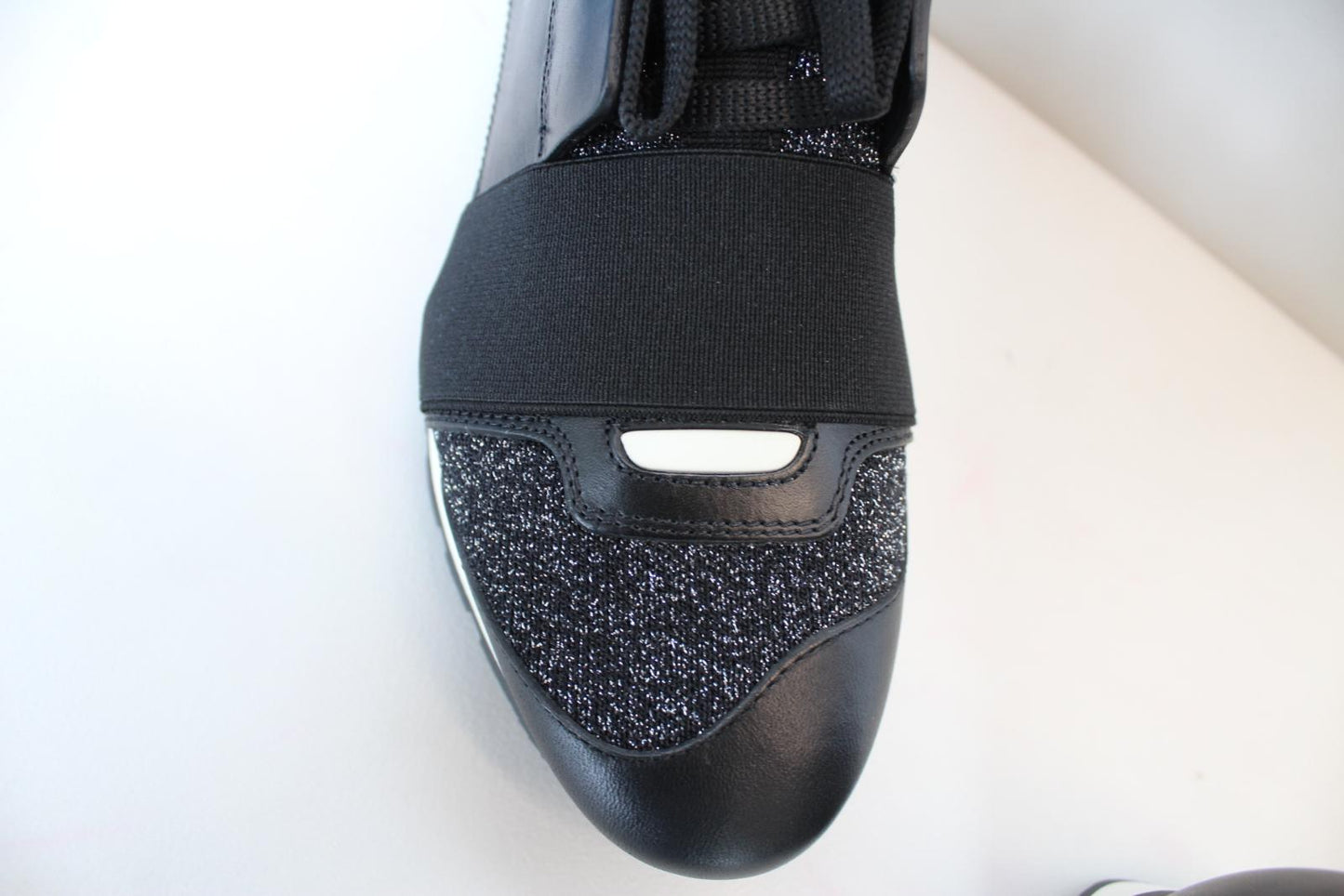 BALENCIAGA Ladies Black Glitter Fabric/Leather Race Runner Trainers EU36 UK3 NEW