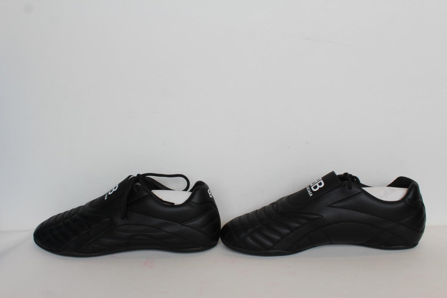 BALENCIAGA Men's Black Quilted White Logo Low Top Trainers Sneakers EU43 UK9 NEW