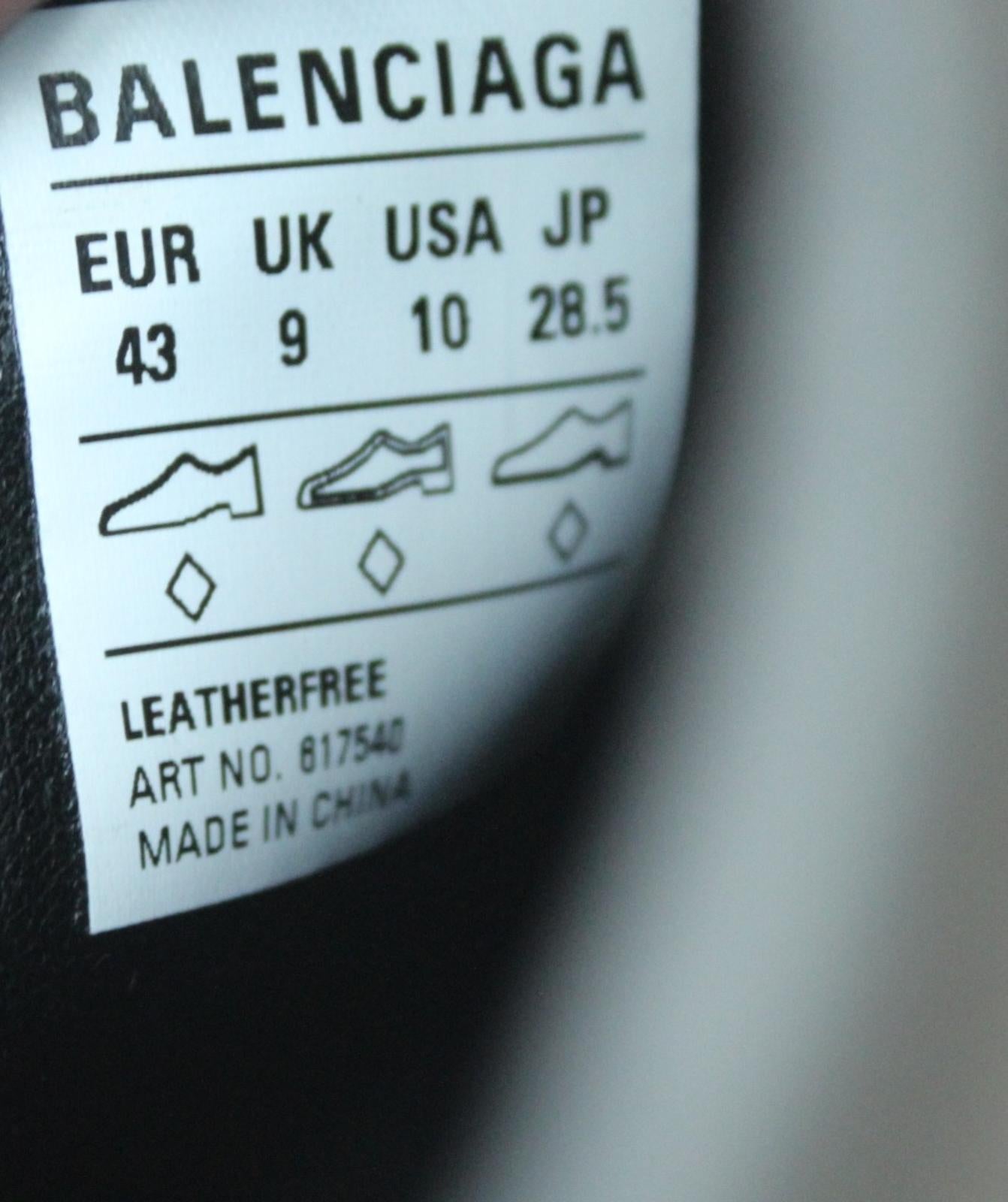 BALENCIAGA Men's Black Quilted White Logo Low Top Trainers Sneakers EU43 UK9 NEW