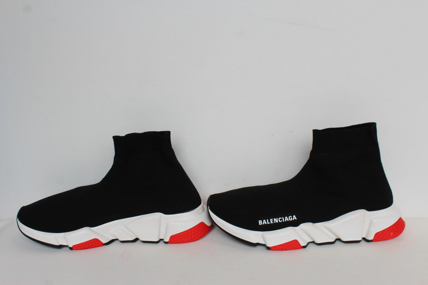 BALENCIAGA Ladies Black Red White Speed Sock Knitted Trainers EU40 UK7 NEW
