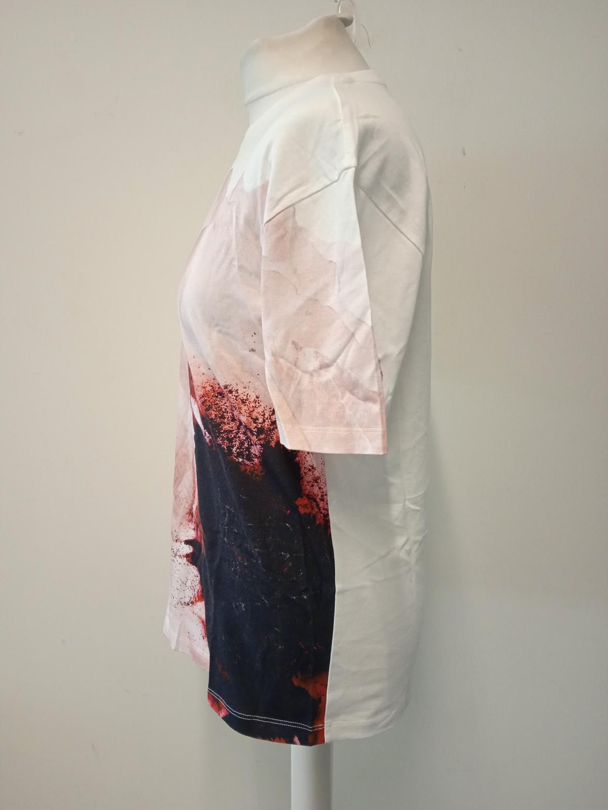 ALEXANDER MCQUEEN Ladies White & Red Cotton Graphic-Print T-Shirt IT38 UK6 NEW