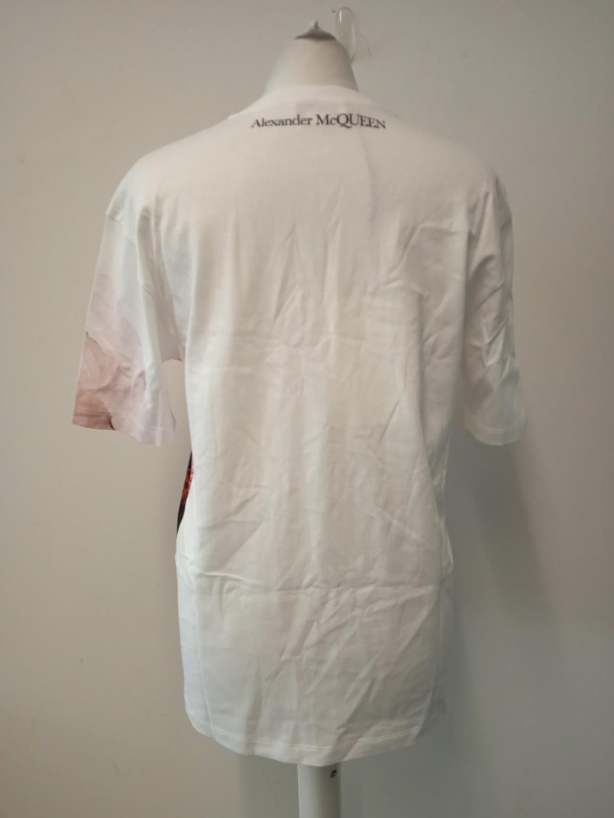 ALEXANDER MCQUEEN Ladies White & Red Cotton Graphic-Print T-Shirt IT38 UK6 NEW