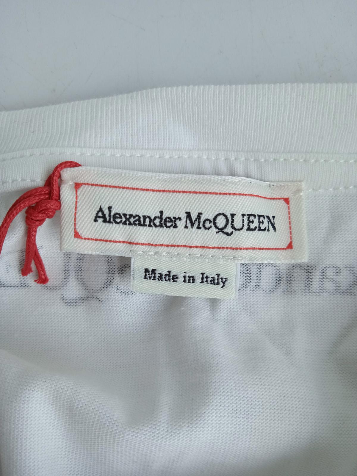 ALEXANDER MCQUEEN Ladies White & Red Cotton Graphic-Print T-Shirt IT38 UK6 NEW