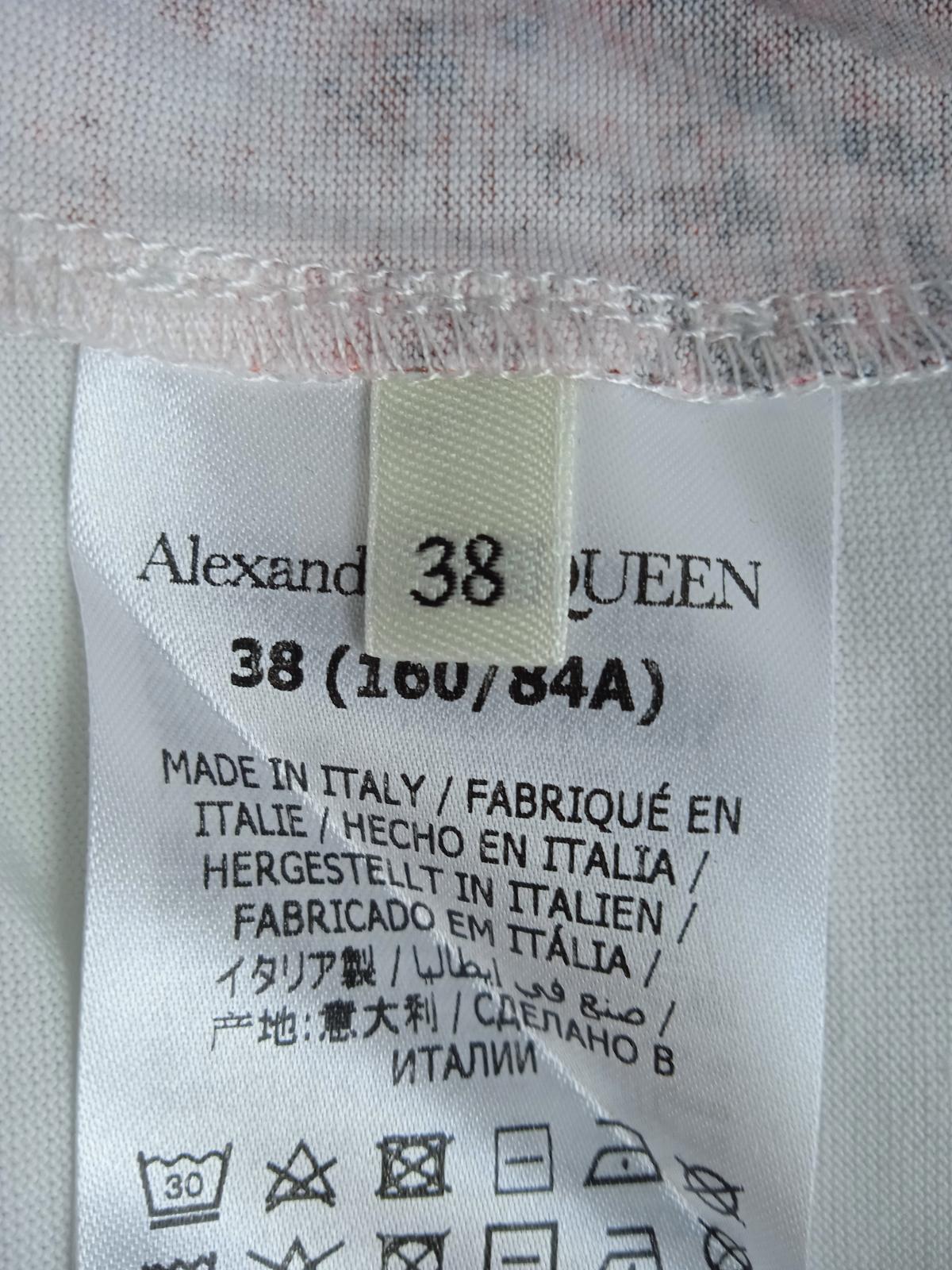 ALEXANDER MCQUEEN Ladies White & Red Cotton Graphic-Print T-Shirt IT38 UK6 NEW