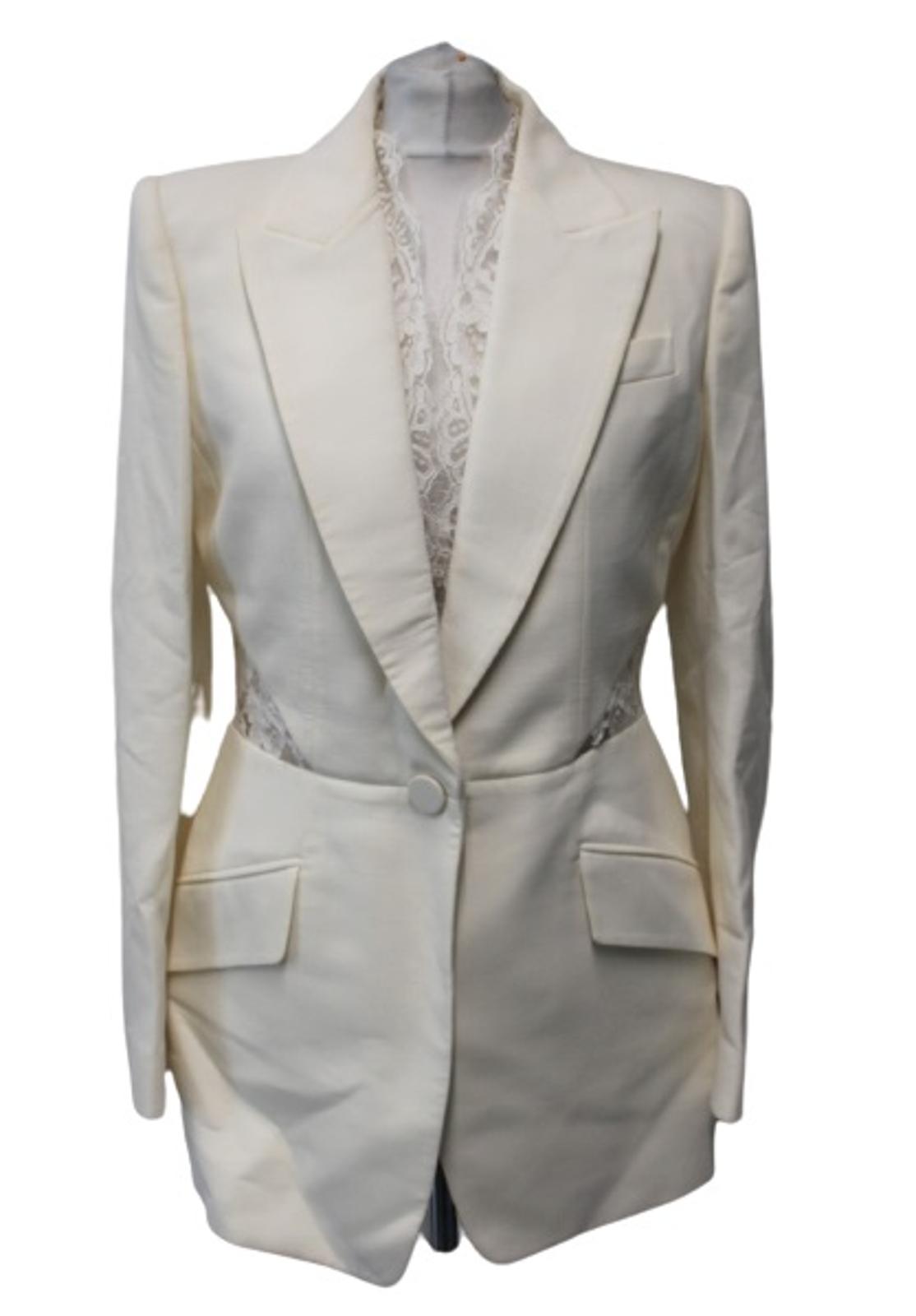 ALEXANDER MCQUEEN Ladies Wool Silk Blend Floral Lace Jacket IT44 UK12 NEW