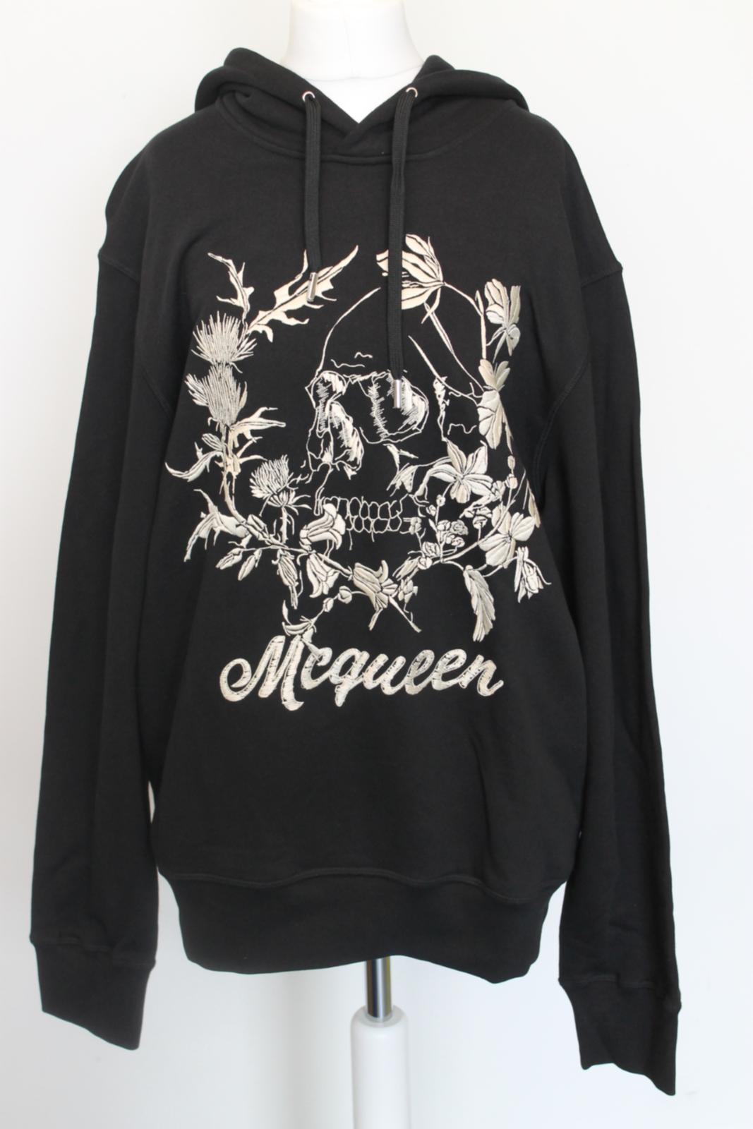 ALEXANDER MCQUEEN Ladies Black Cotton Embroidered Hoodie XL BNWT