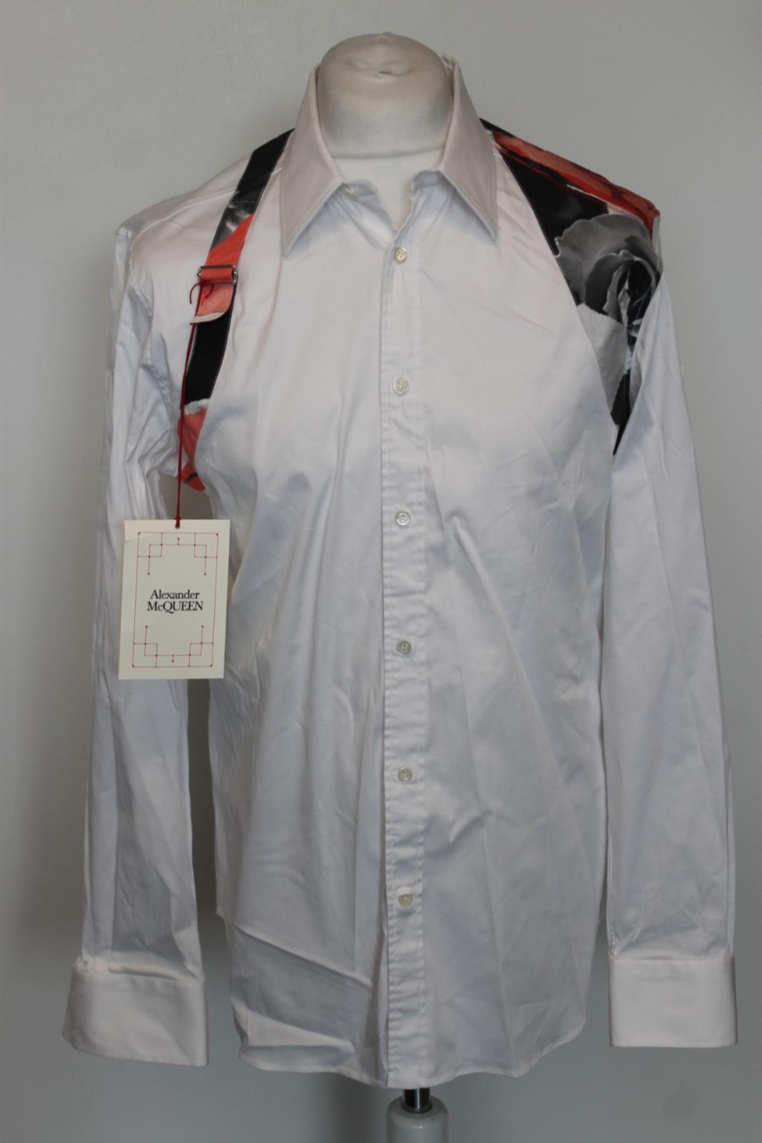 ALEXANDER MCQUEEN Men's White Cotton Long Sleeve Button Down Shirt Size 16 BNWT