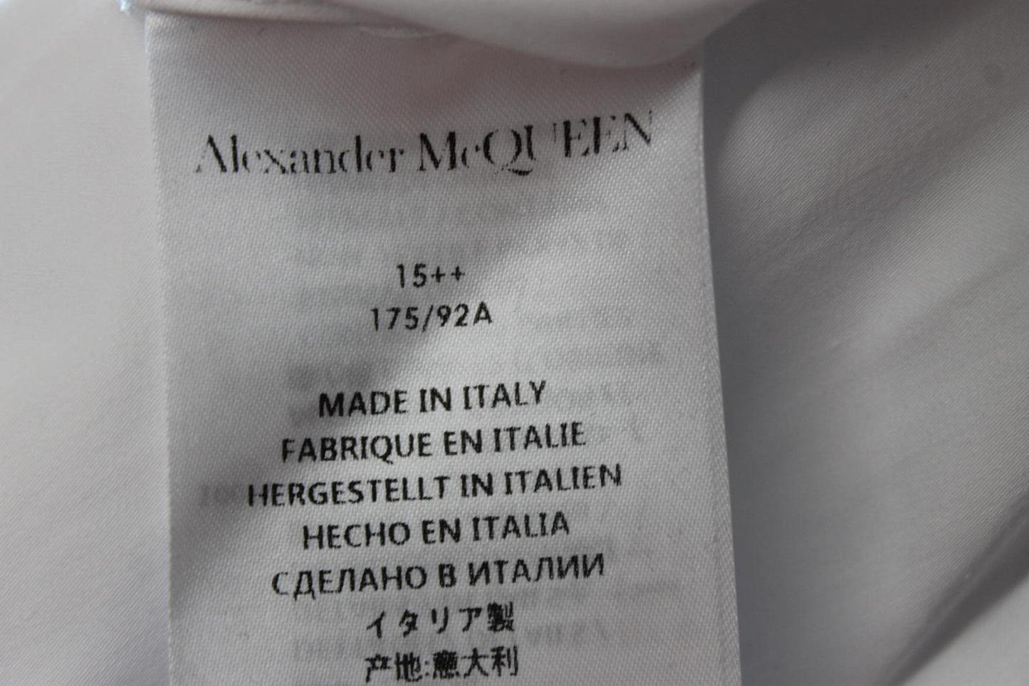 ALEXANDER MCQUEEN Men's White Cotton Long Sleeve Button Down Shirt 15 BNWT