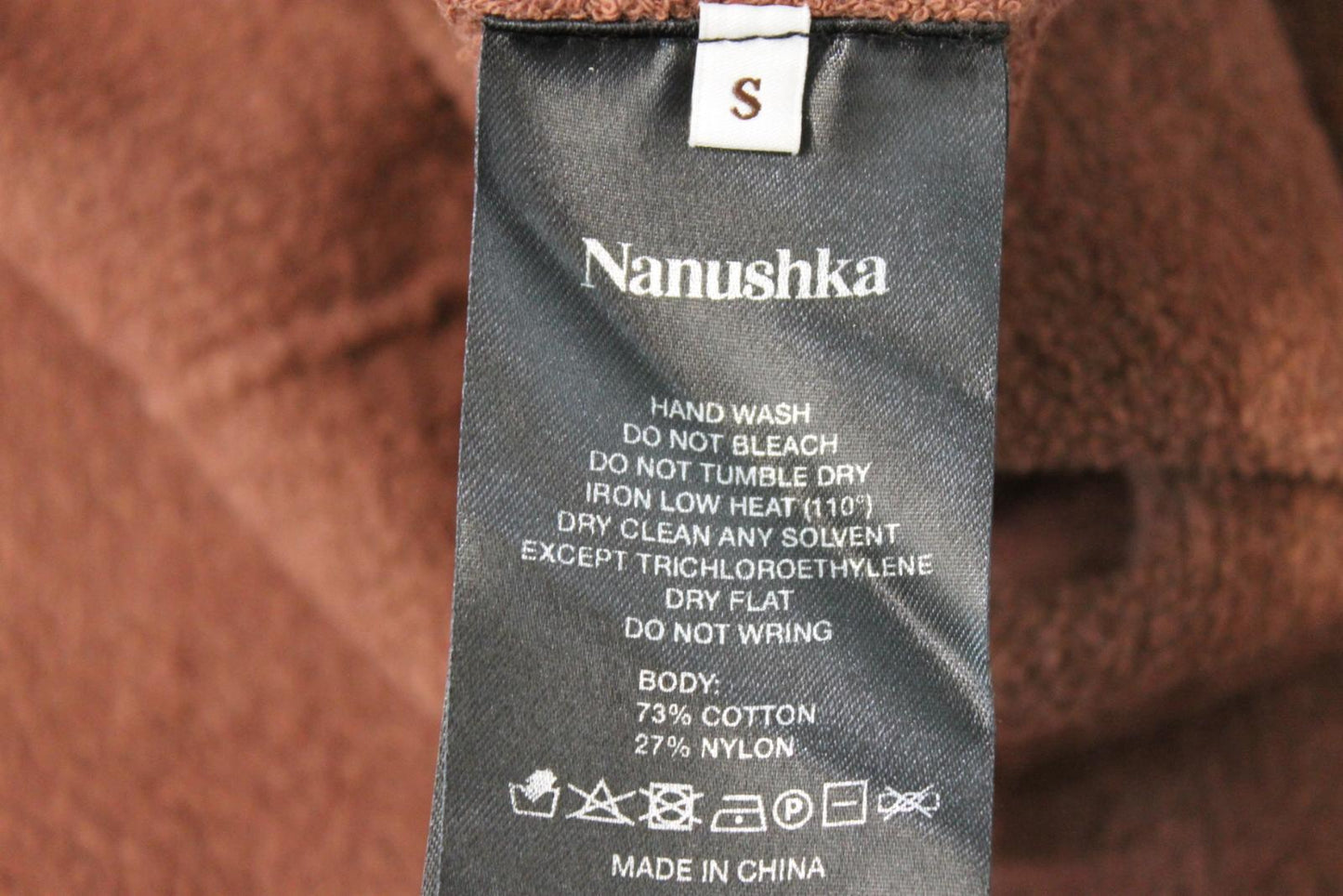 NANUSHKA Ladies Brown Cotton Terry Knit Draped Front Wrap Skirt Size S BNWT