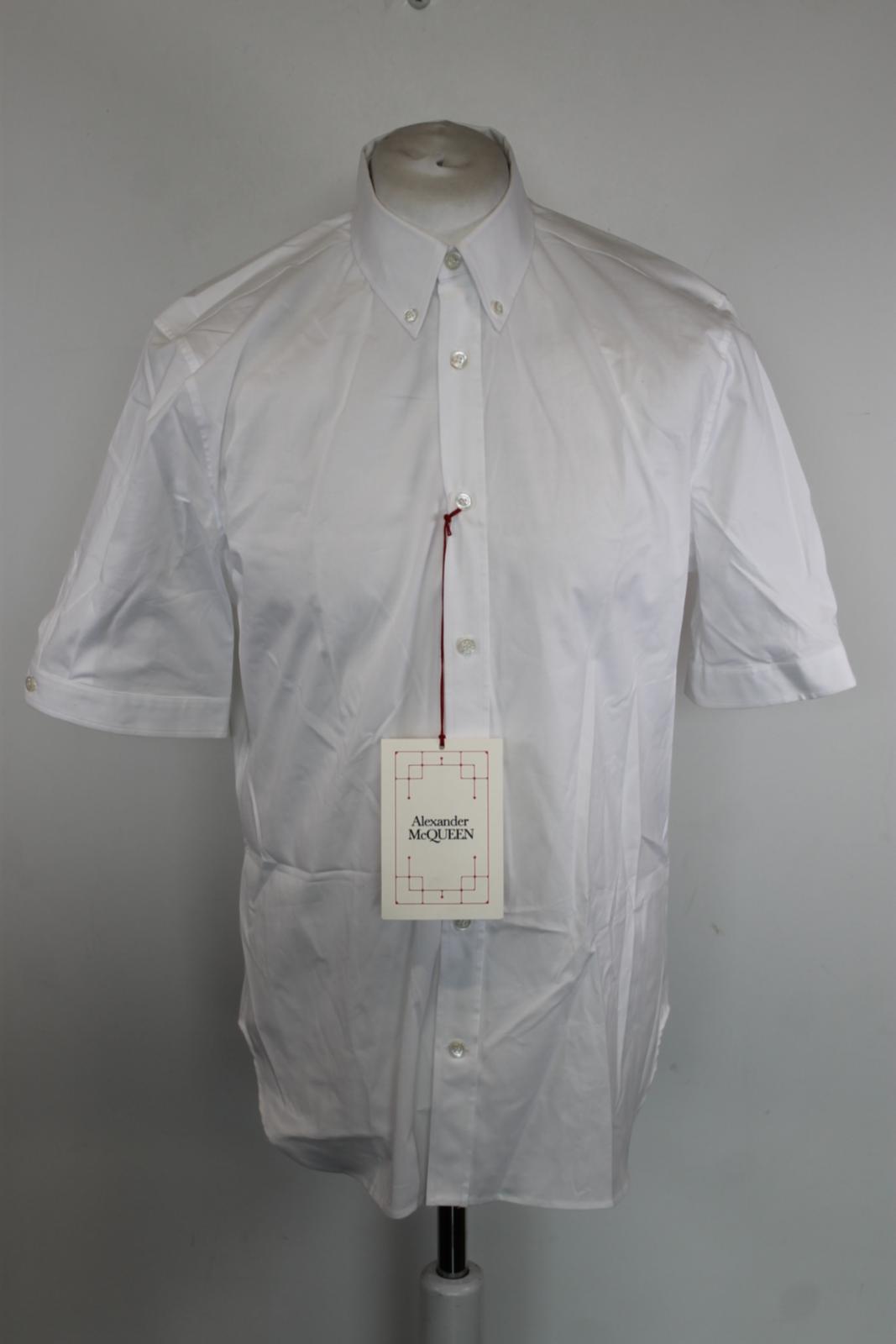 ALEXANDER MCQUEEN Men's White Cotton Short Sleeve Dress Shirt Size 16 BNWT