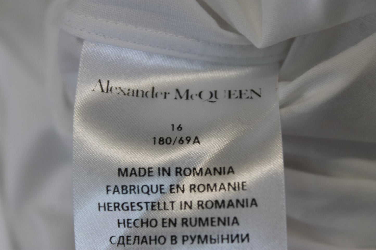 ALEXANDER MCQUEEN Men's White Cotton Short Sleeve Dress Shirt Size 16 BNWT