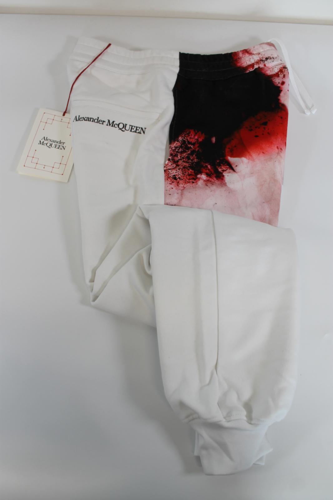 ALEXANDER MCQUEEN Men's White Cotton Printed Sweat Jogger Trousers Size M BNWT